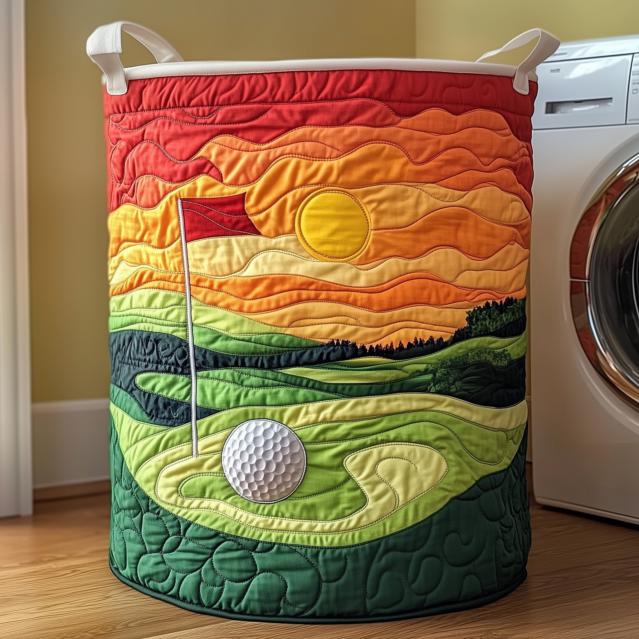 Golf At Sunset Quilted Laundry Basket Golf Christmas Presents