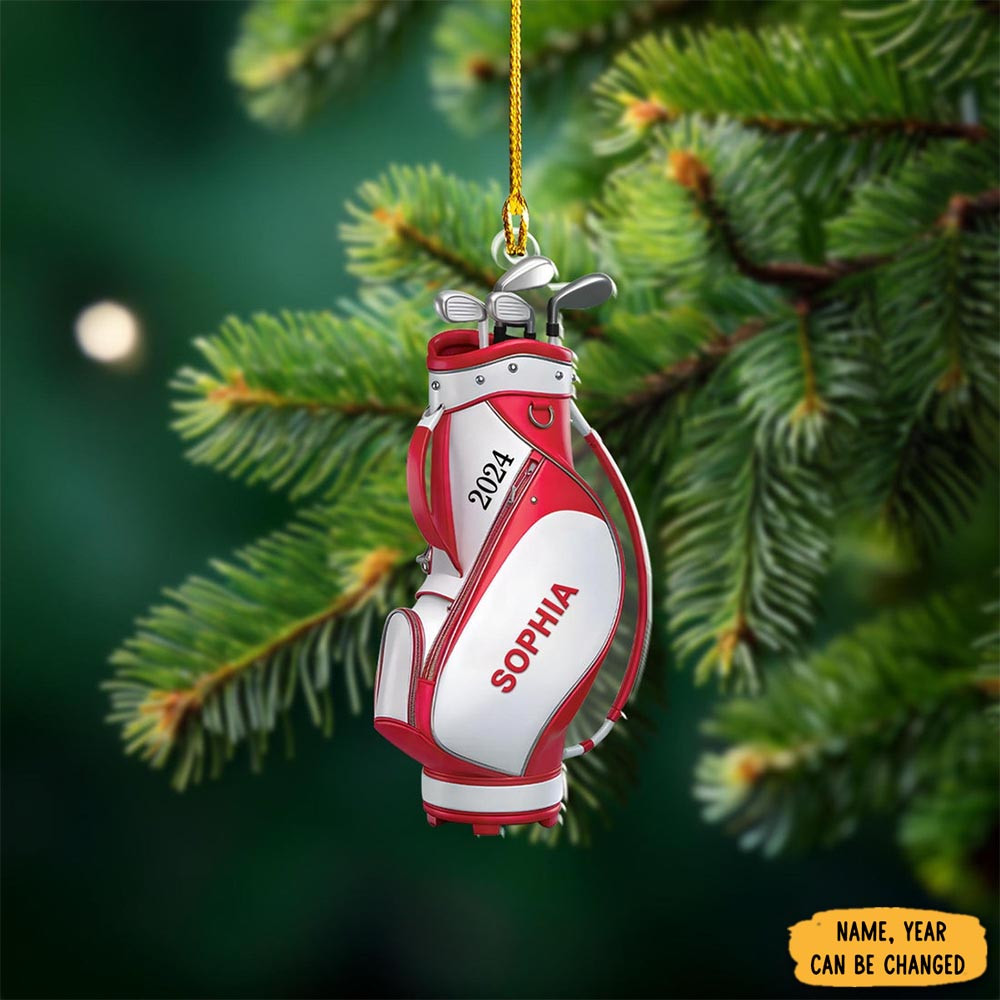 Golf Bag Christmas Ornament Golfer Ornament Acrylic Ornament Golfing Ornament Golf Lover Gift