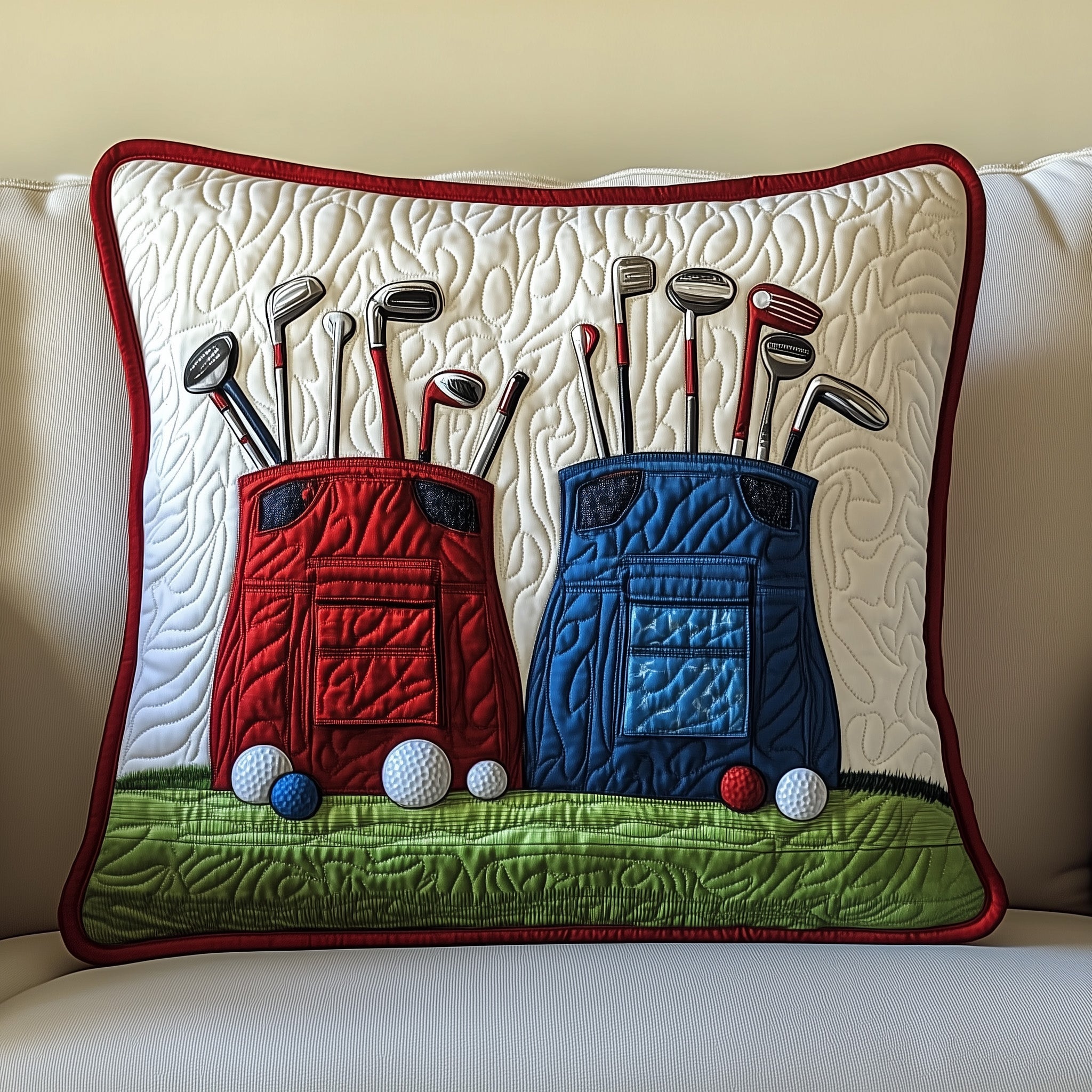 Golf Bag Quilted Pillow Case Decorative Pillow Cover MerchBest Golf Gifts Women