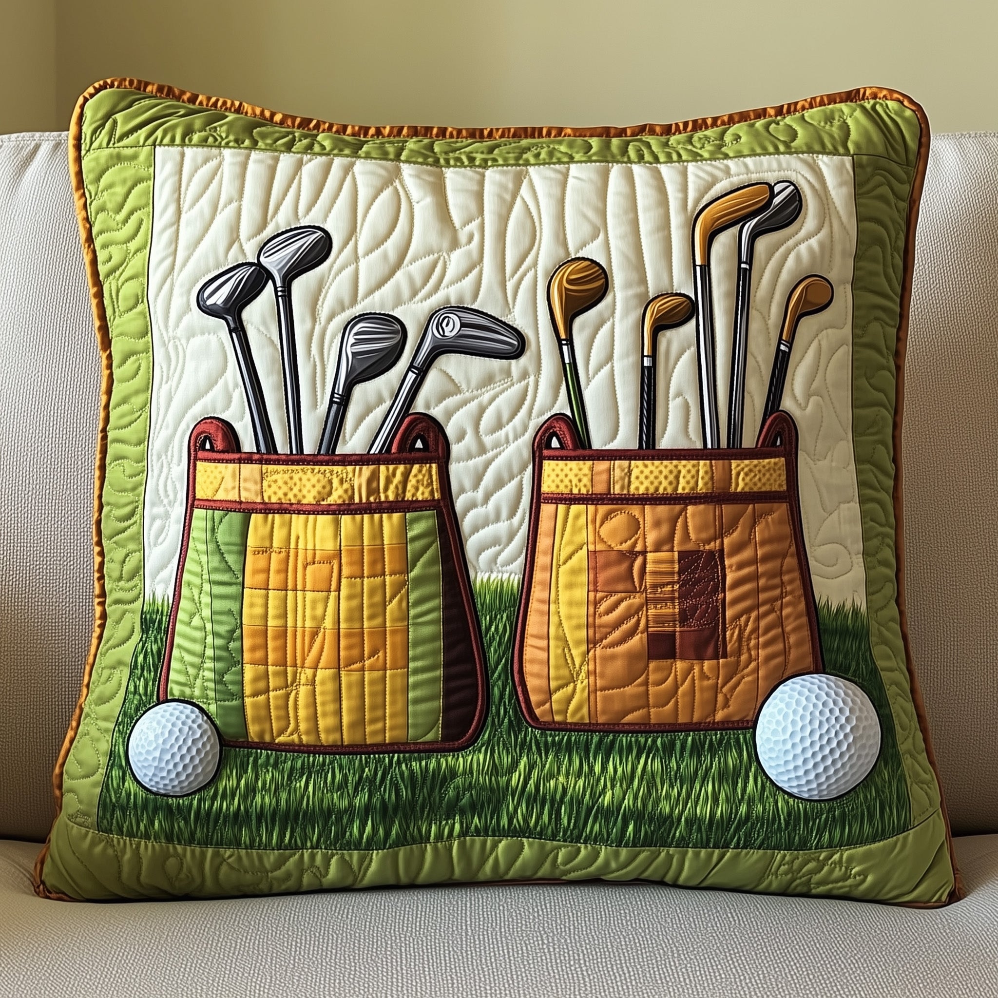 Golf Bag Quilted Pillow Case Decorative Pillow Cover MerchGifts For New Golfers