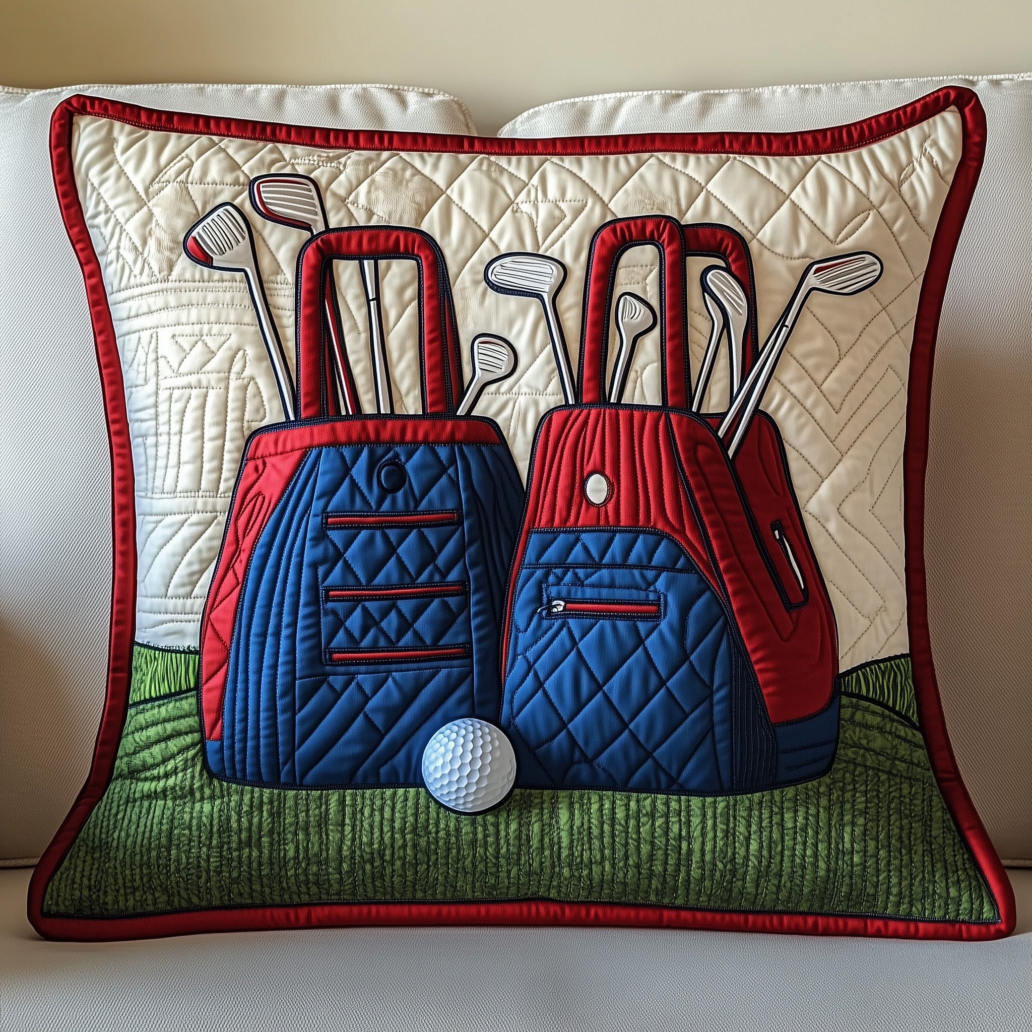 Golf Bag Quilted Pillow Case Decorative Pillow Cover MerchGrandpa Golf Gifts Christmas