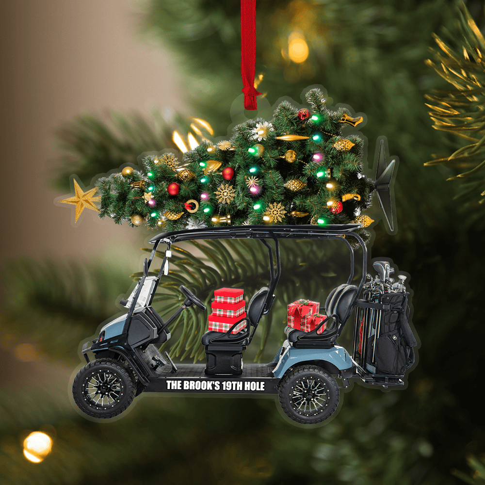 Golf Cart Family Personalized Acrylic Ornament Golf Cart Ornament for Golf Player