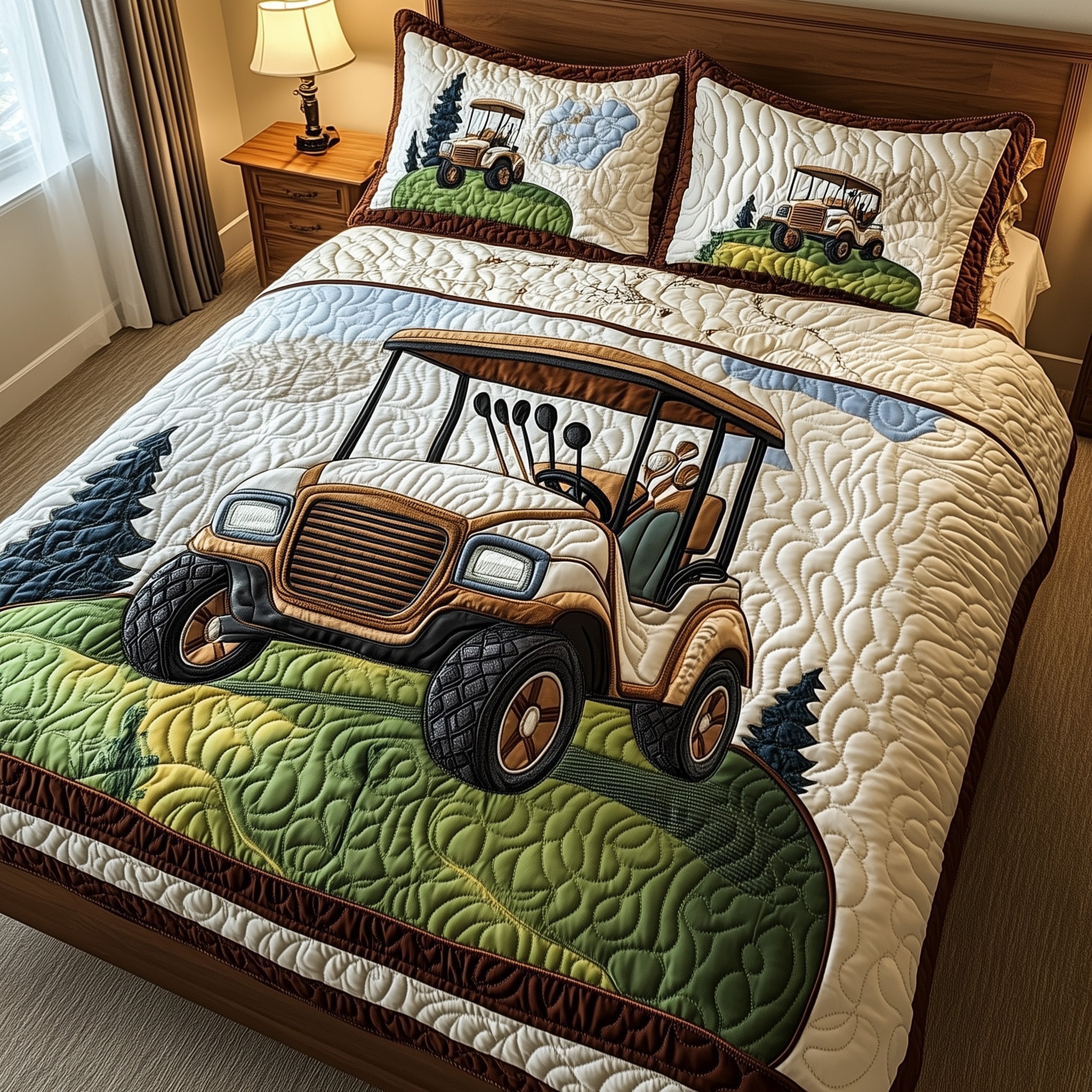Golf Cart Quilted Bedding Set Duvet Cover Merchandise Golf Xmas Gifts