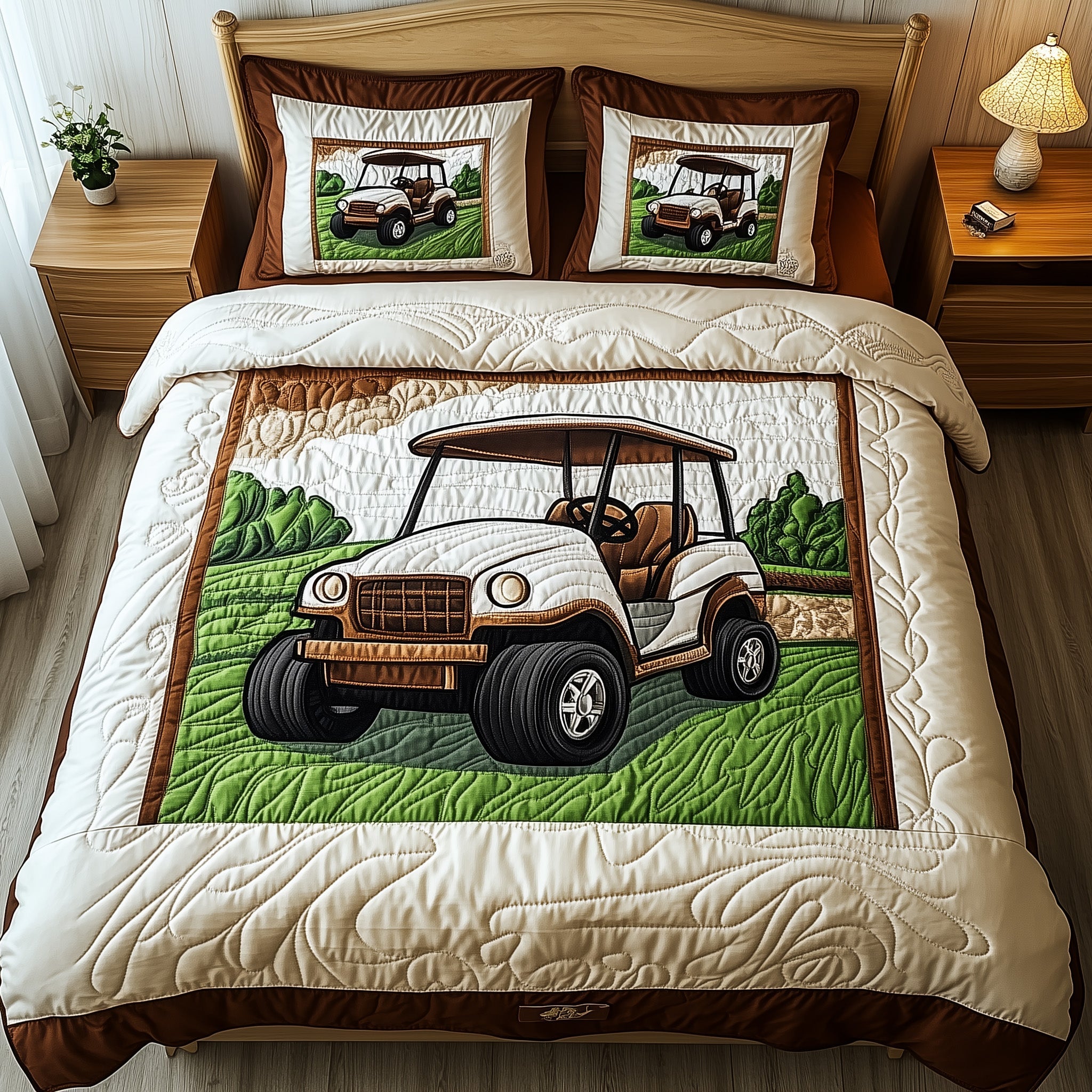 Golf Cart Quilted Bedding Set Duvet Cover Merchandise Ladies Golf Gifts