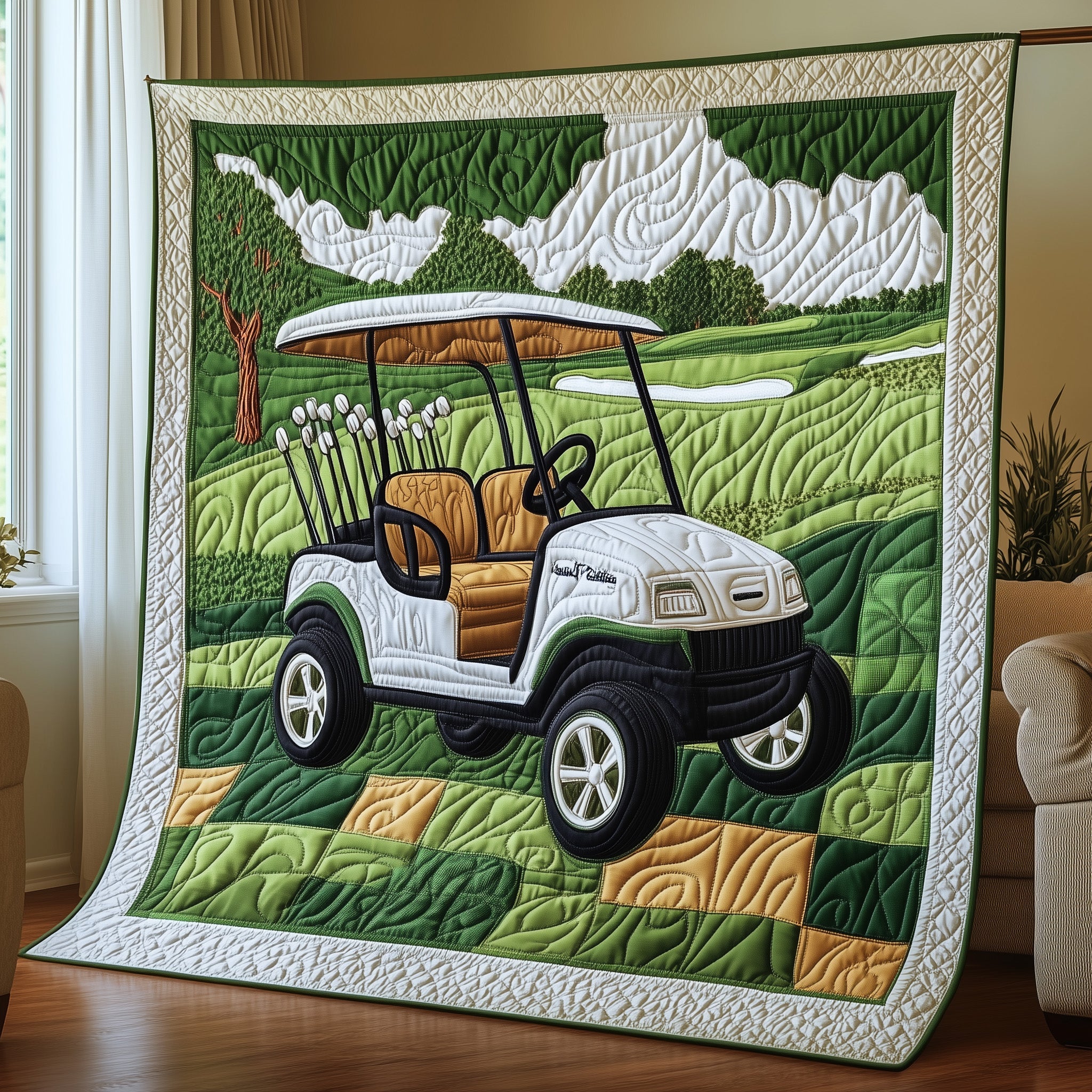 Golf Cart Quilted Blanket Cute Bed BlanketAwesome Golf Gifts