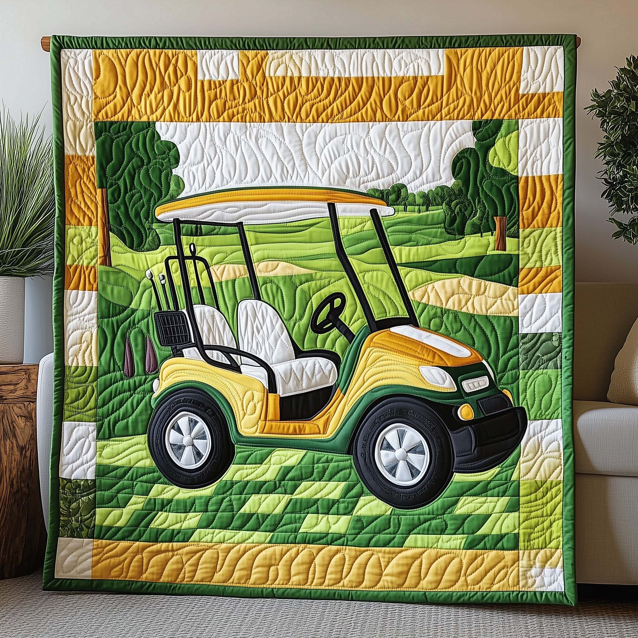 Golf Cart Quilted Blanket Cute Bed BlanketTop Gifts For A Golfer
