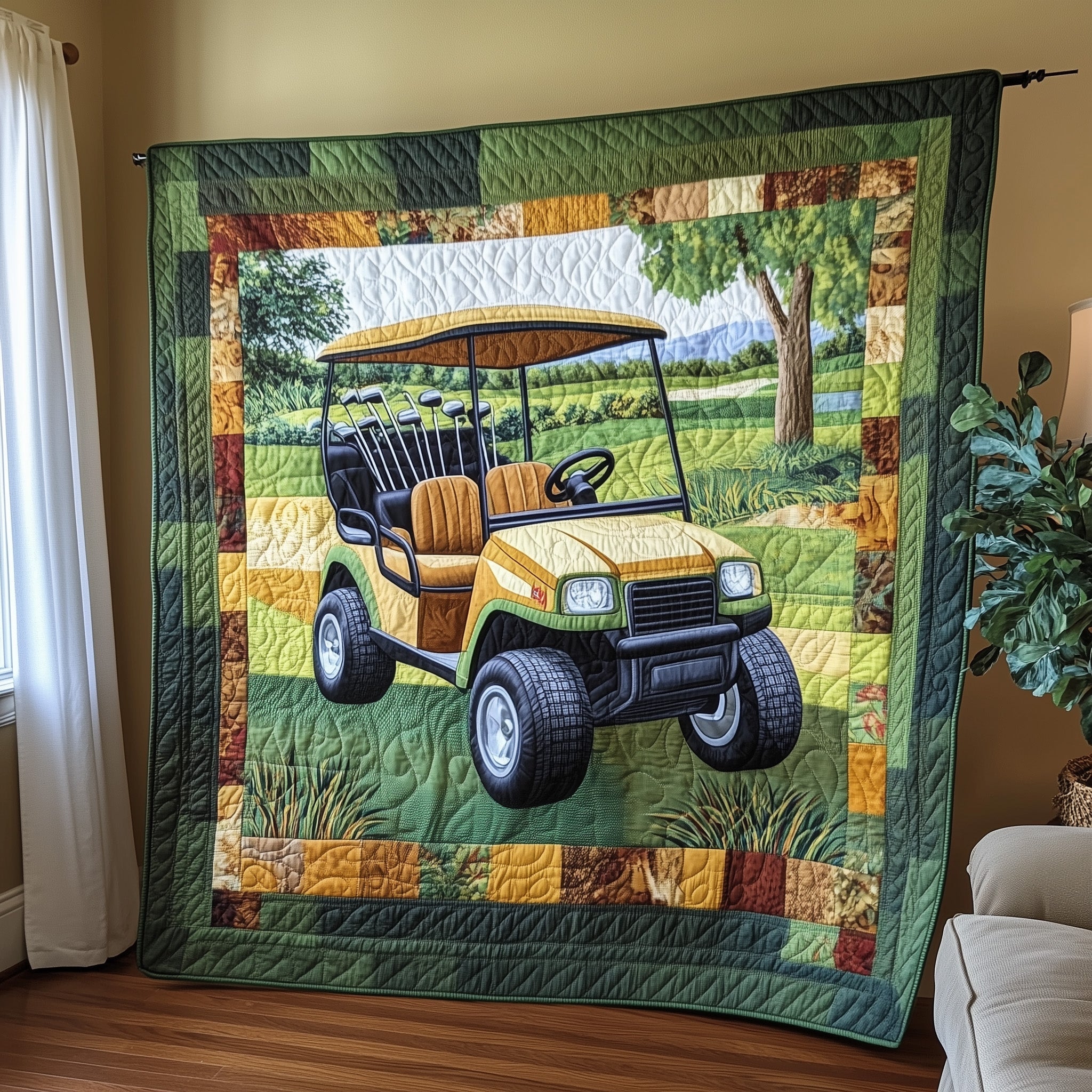 Golf Cart Quilted Blanket Winter Quilt Blanket Gift Idea