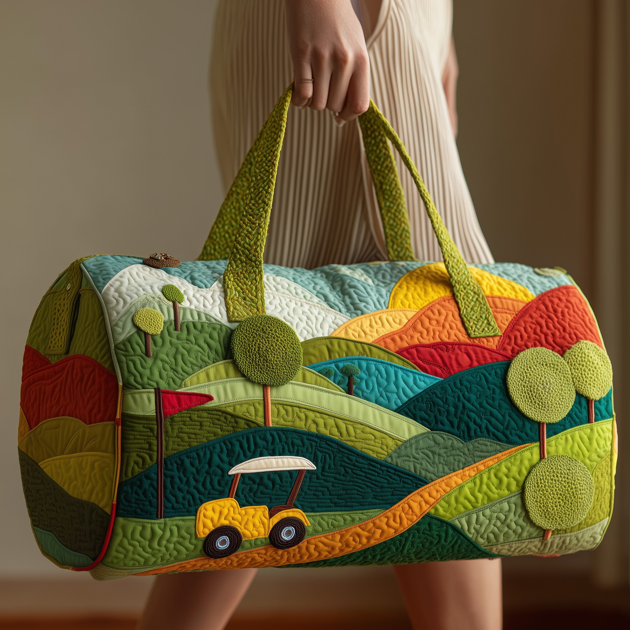 Golf Cart Quilted Duffle Bag Birthday Gift Idea
