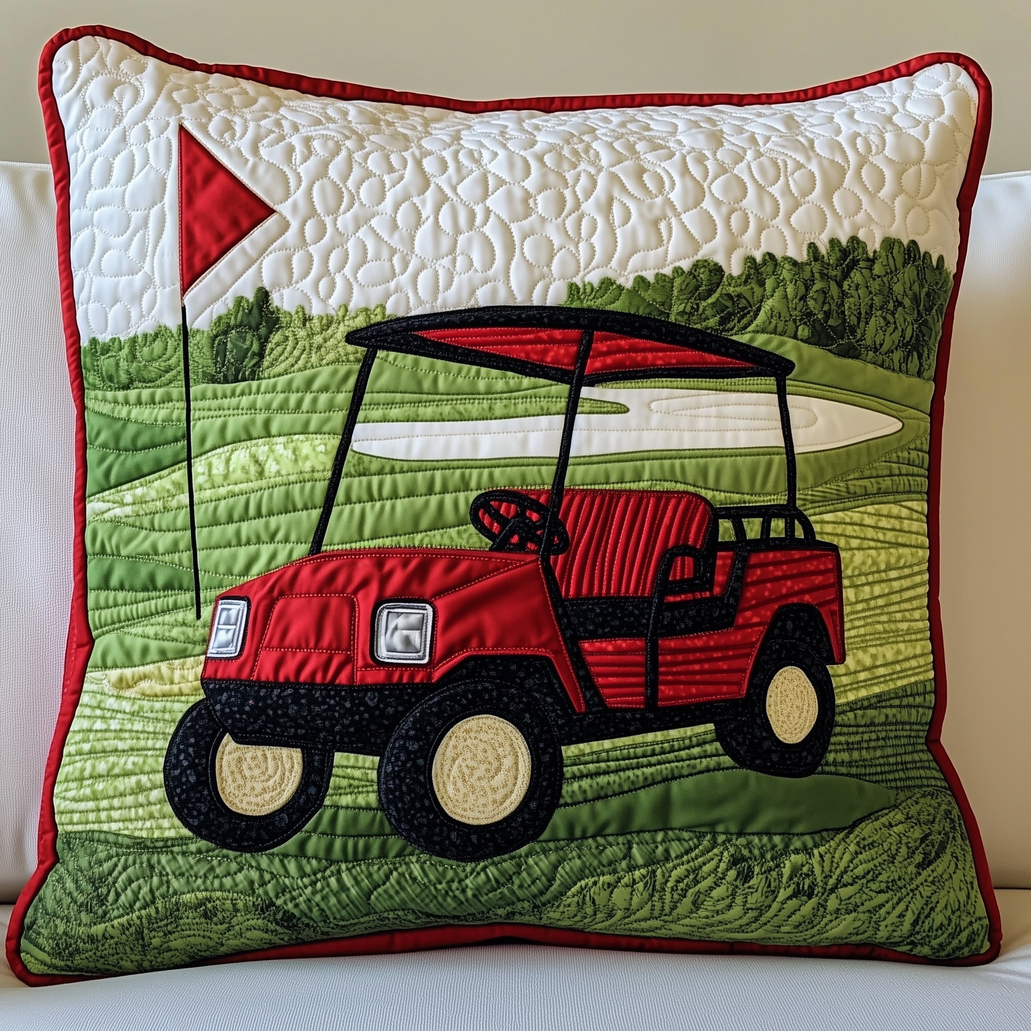Golf Cart Quilted Pillow Case Decorative Pillow Cover MerchGift Ideas Golf Lovers