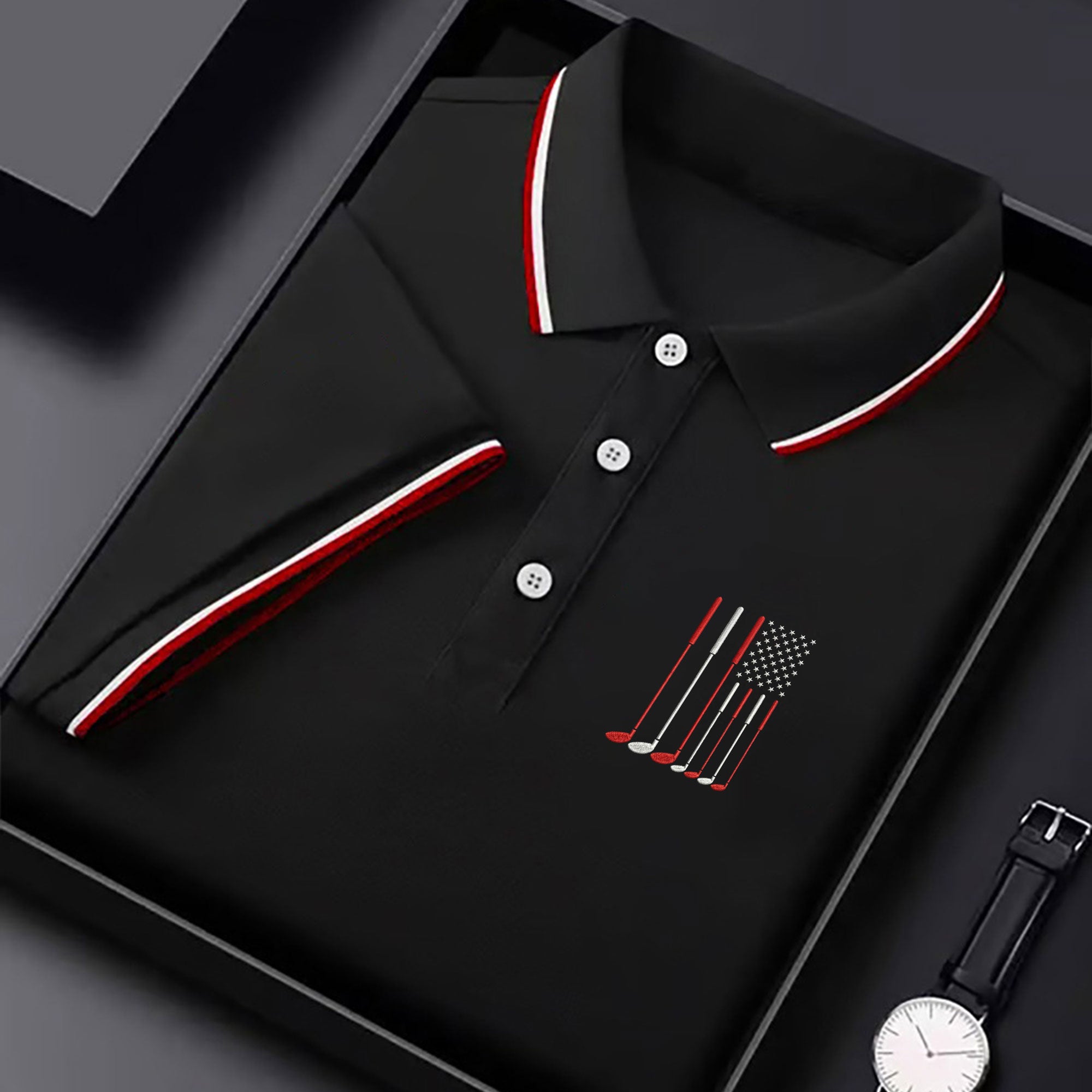 Golf Clubs America Flag Golf Polo Shirt Golfers Apparel Top Gifts For Golfers