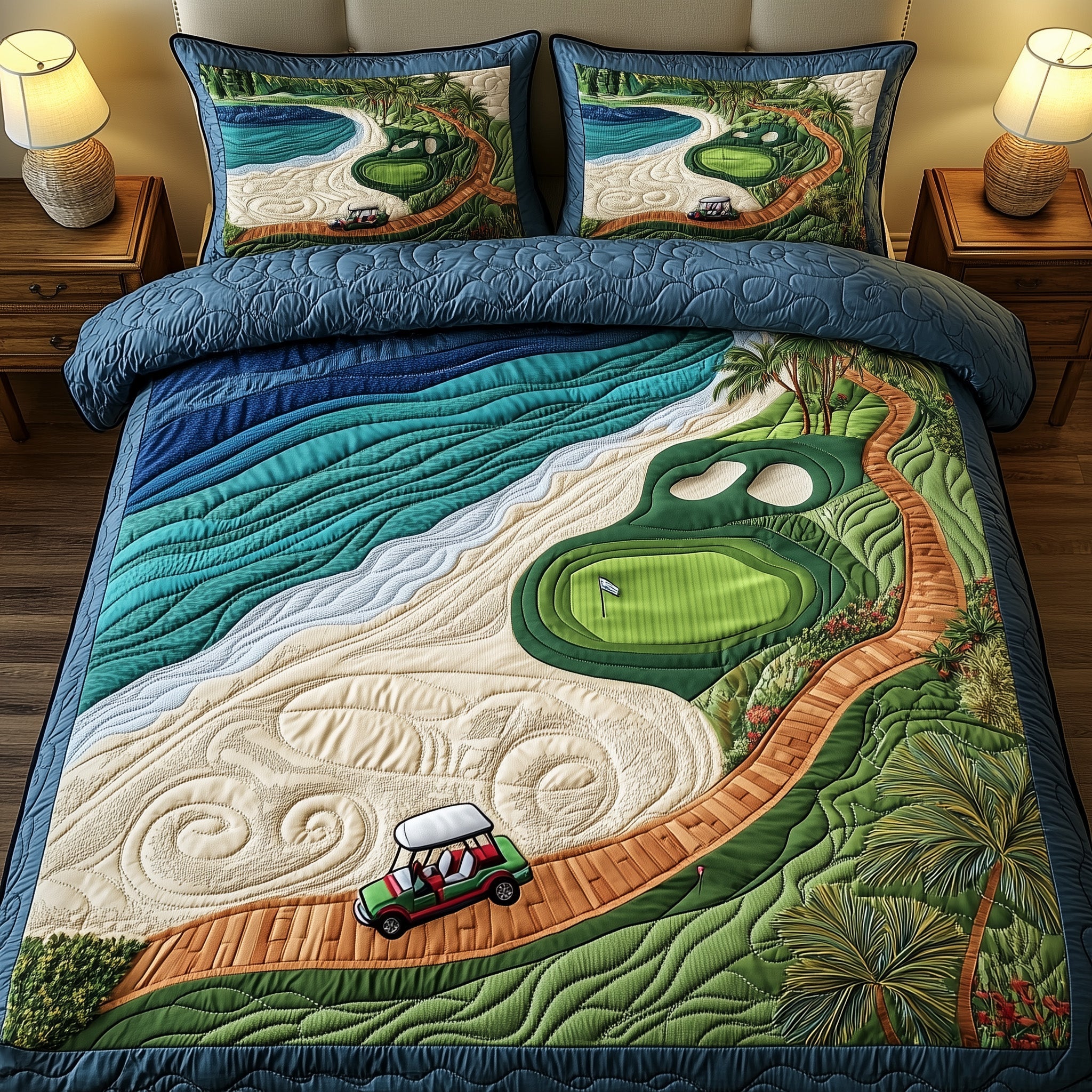 Golf Course Dream Quilted Bedding Set Duvet Cover Merchandise Best Golf Gifts For Dad