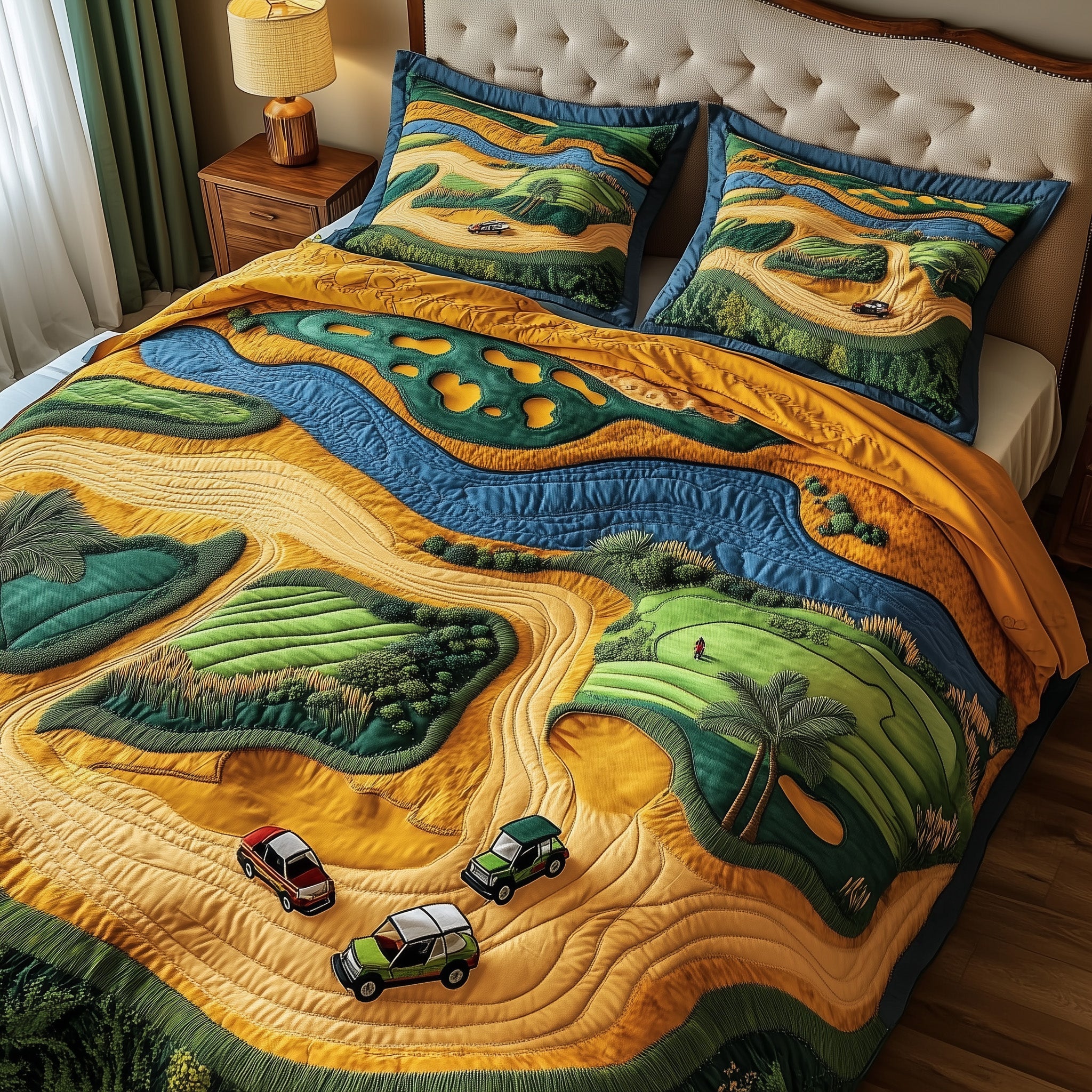 Golf Course Dream Quilted Bedding Set Duvet Cover Merchandise Cool Golf Gifts For Dad