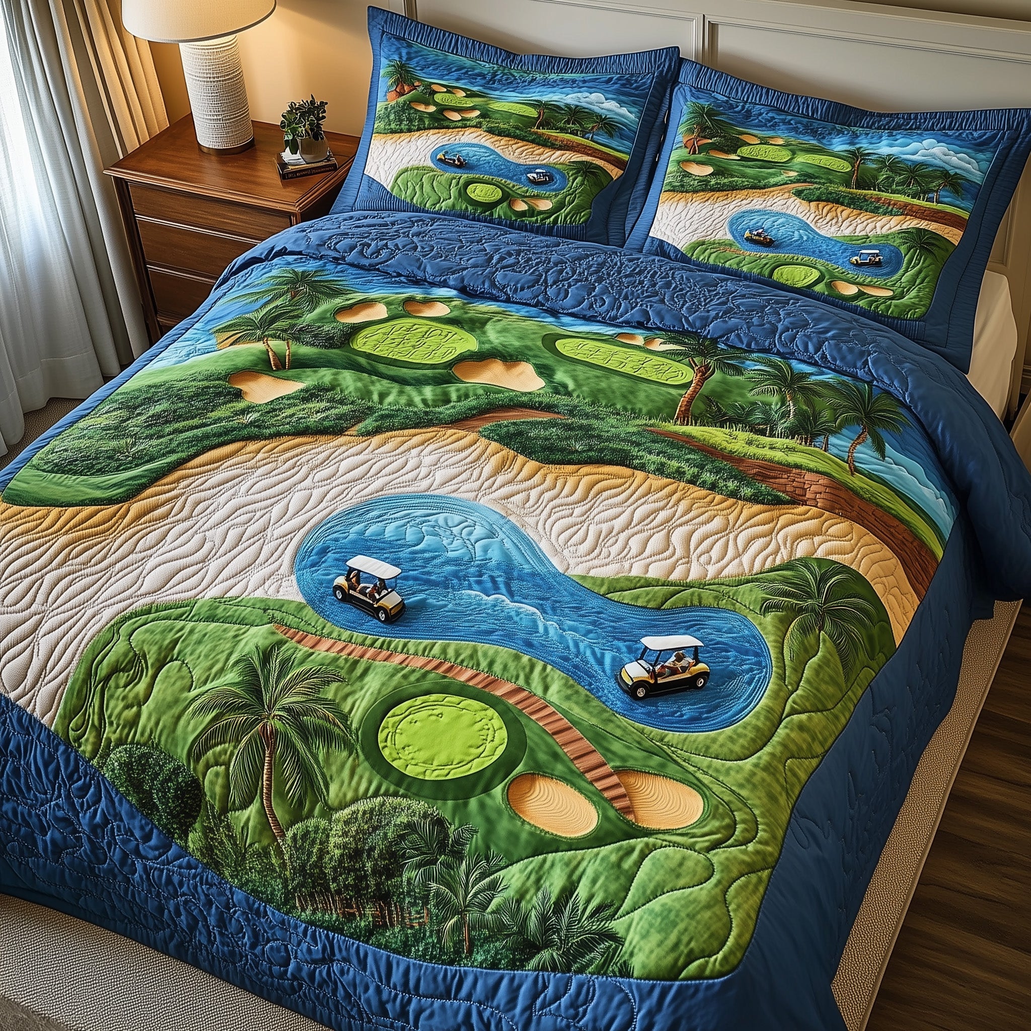 Golf Course Dream Quilted Bedding Set Duvet Cover Merchandise Golf Related Gifts