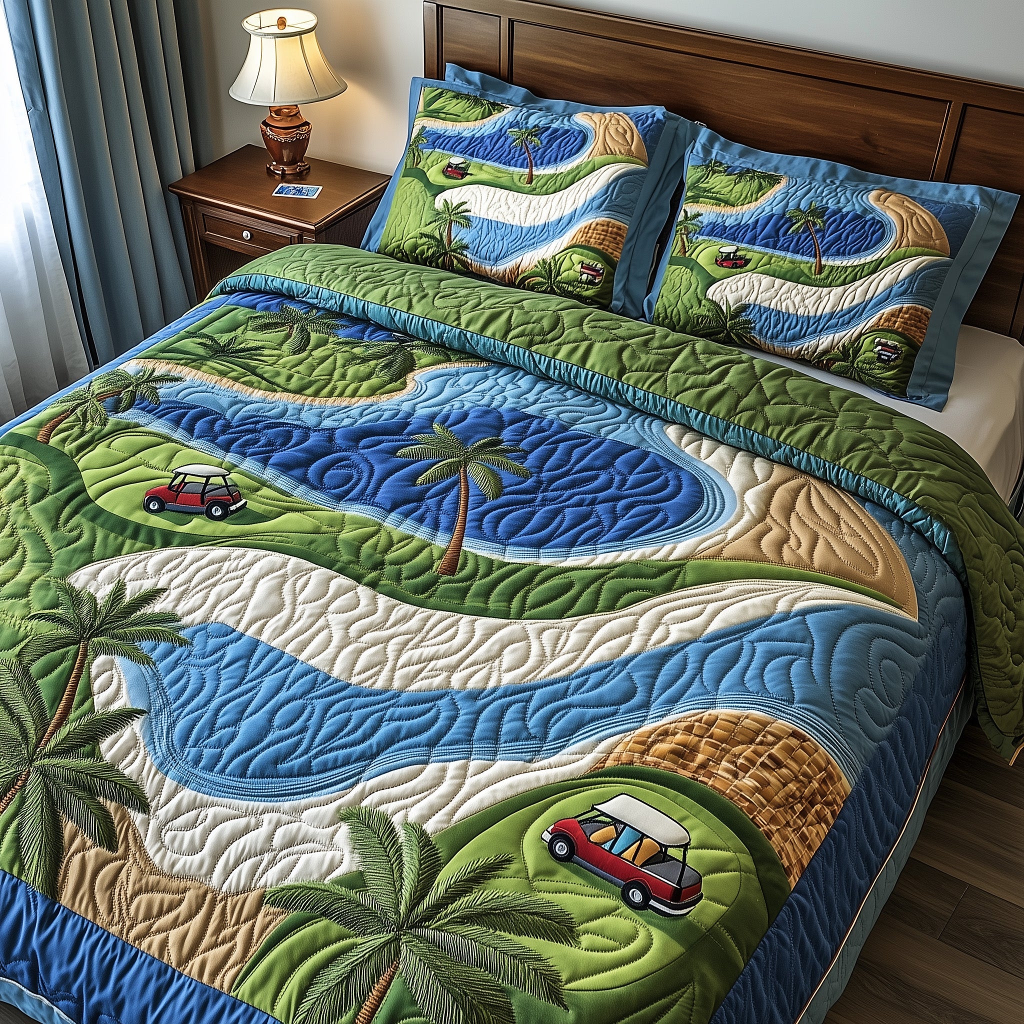 Golf Course Dream Quilted Bedding Set Duvet Cover Merchandise Good Golf Gifts For Dad