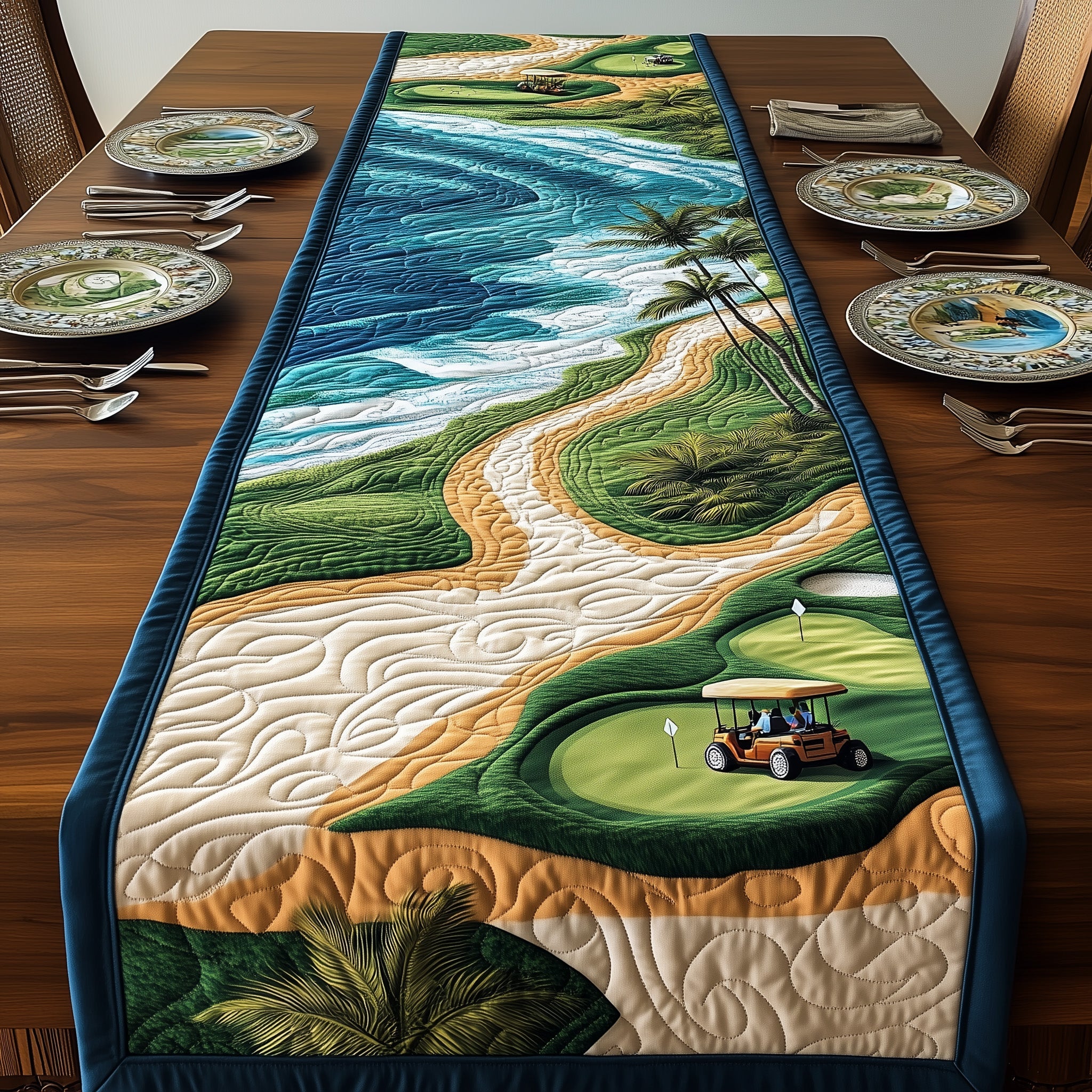 Golf Course Dream Quilted Table Runner Christmas Dining Room Table Runner