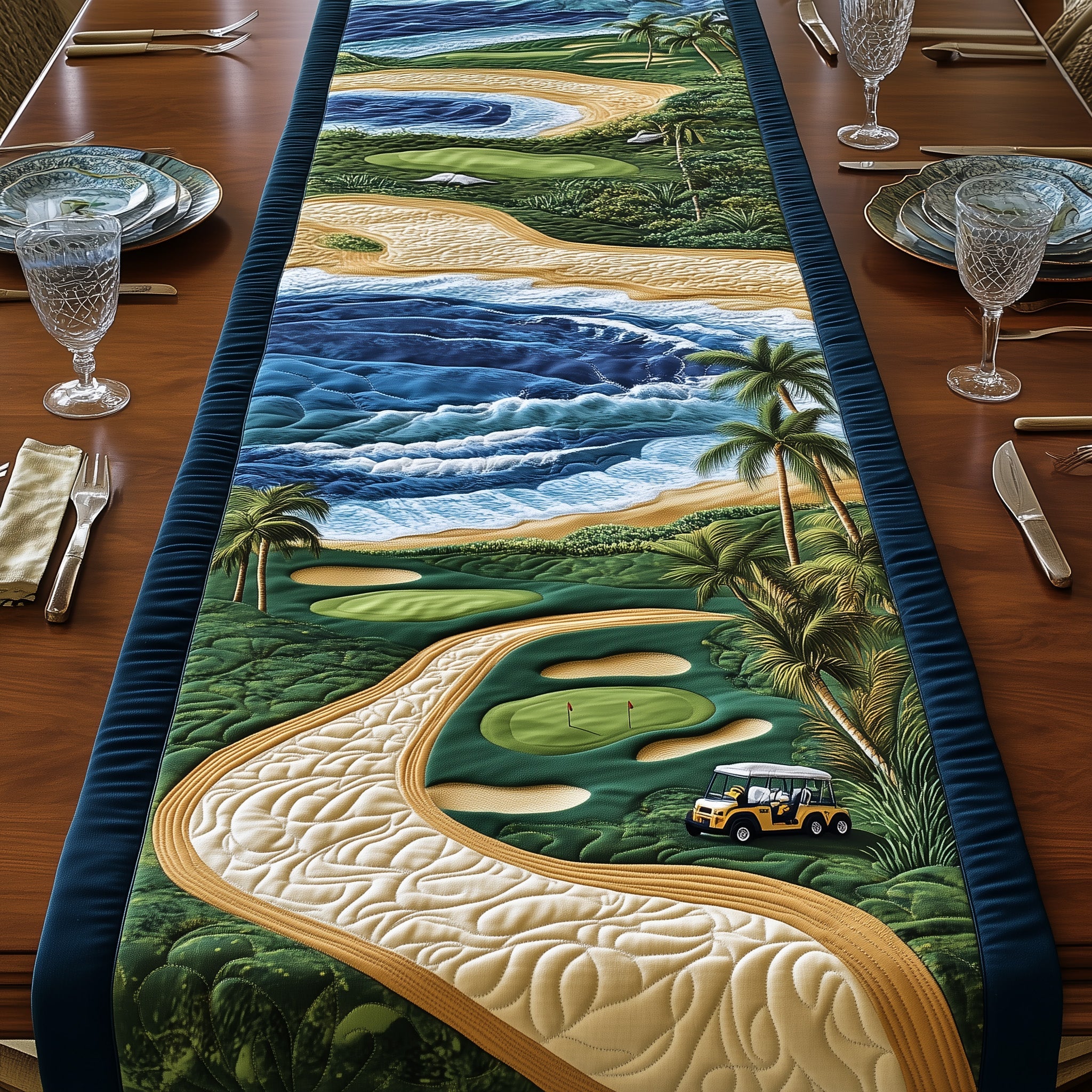 Golf Course Dream Quilted Table Runner Christmas Table Runner