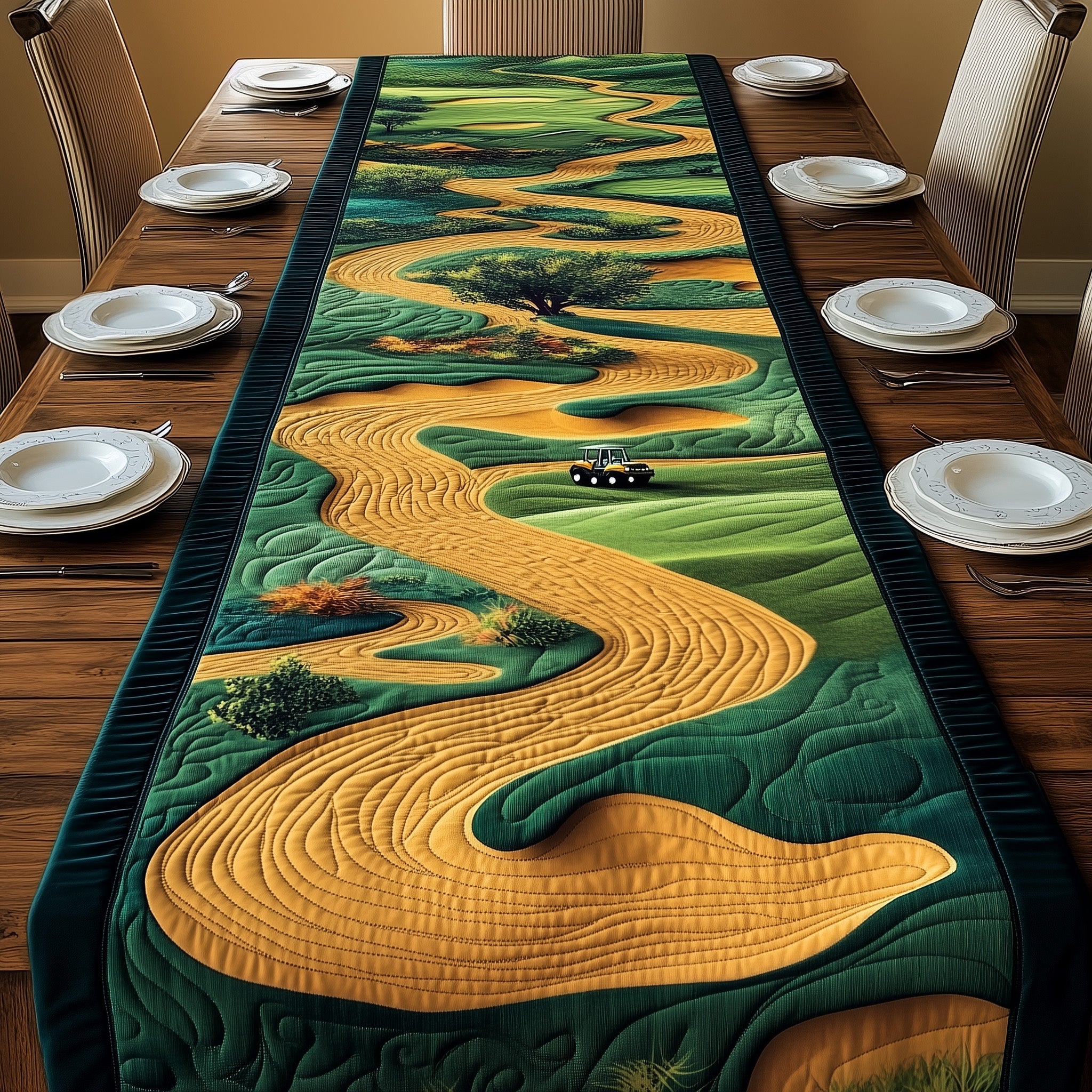 Golf Course Dream Quilted Table Runner Holiday Season Table Runner