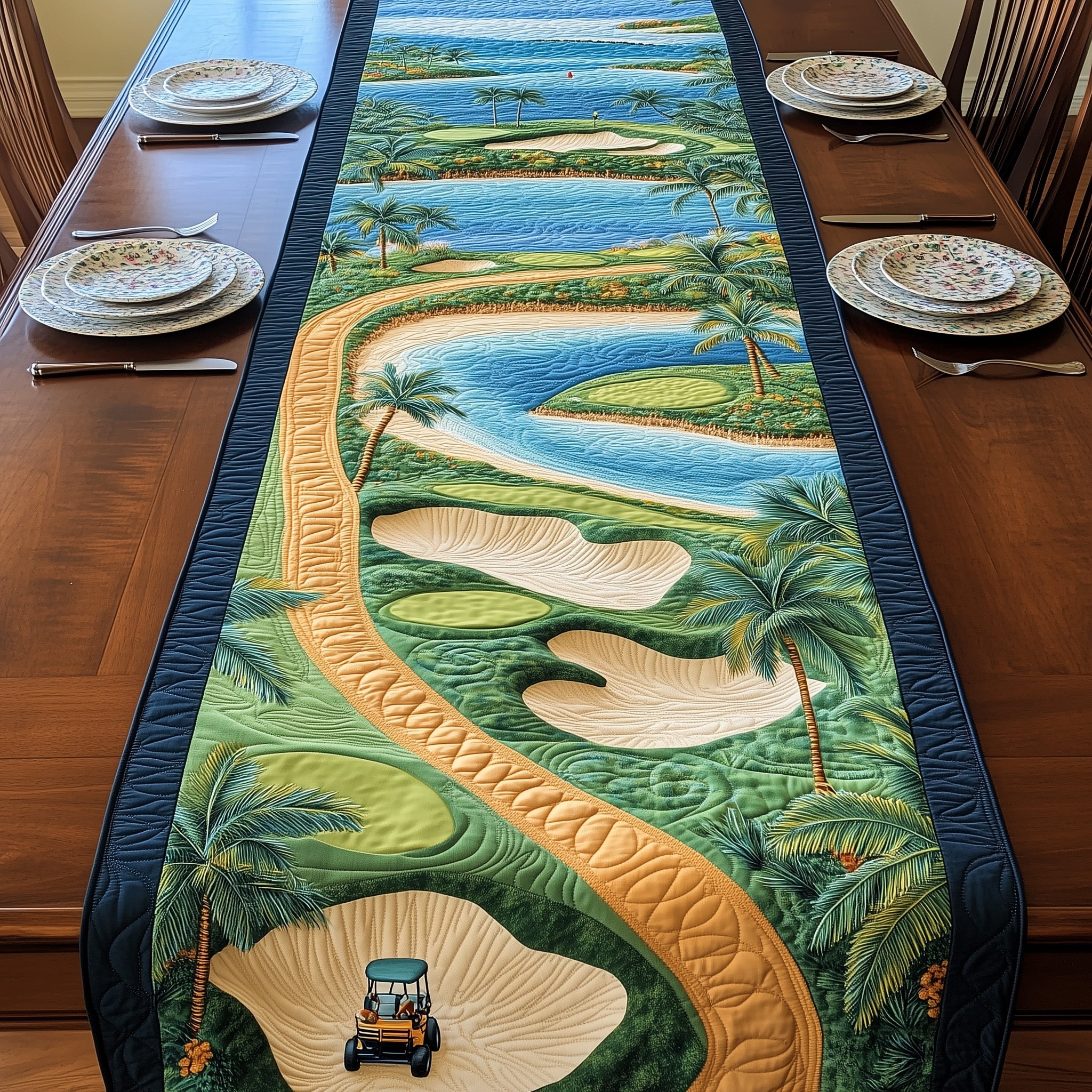Golf Course Dream Quilted Table Runner Holiday Table Runner Decoration