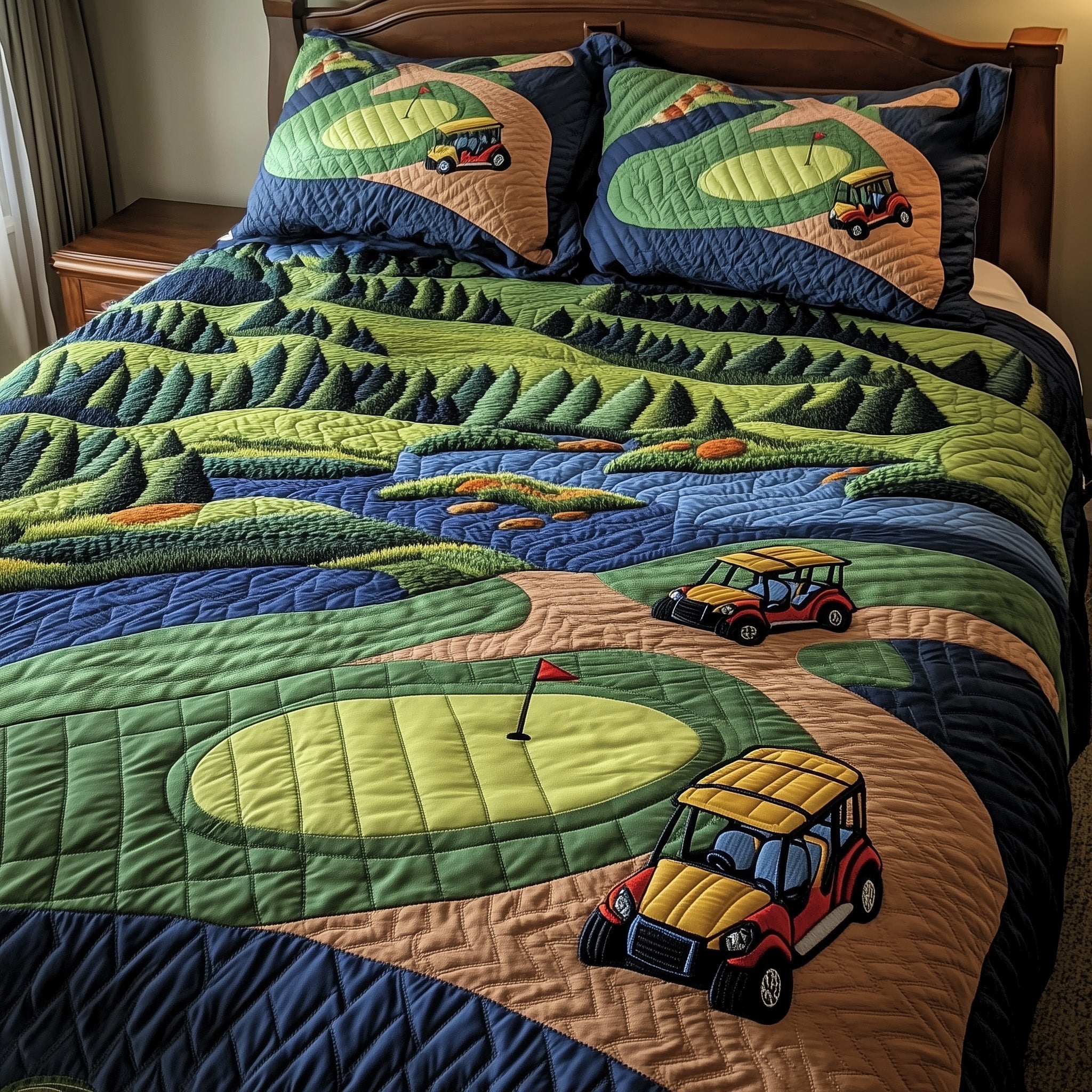 Golf Course Quilted Bedding Set Birthday Gift