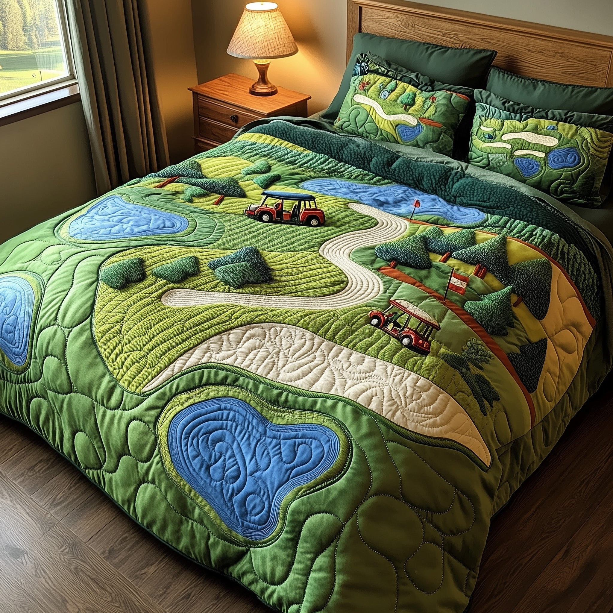 Golf Course Quilted Bedding Set Duvet Cover Merchandise Best Gifts For Men Golfers