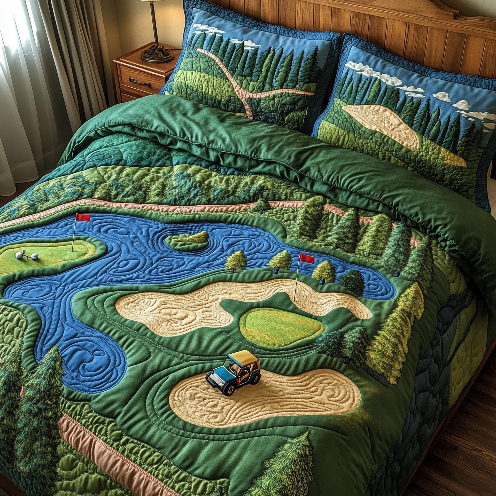 Golf Course Quilted Bedding Set Duvet Cover Merchandise Best Golf Gifts Men