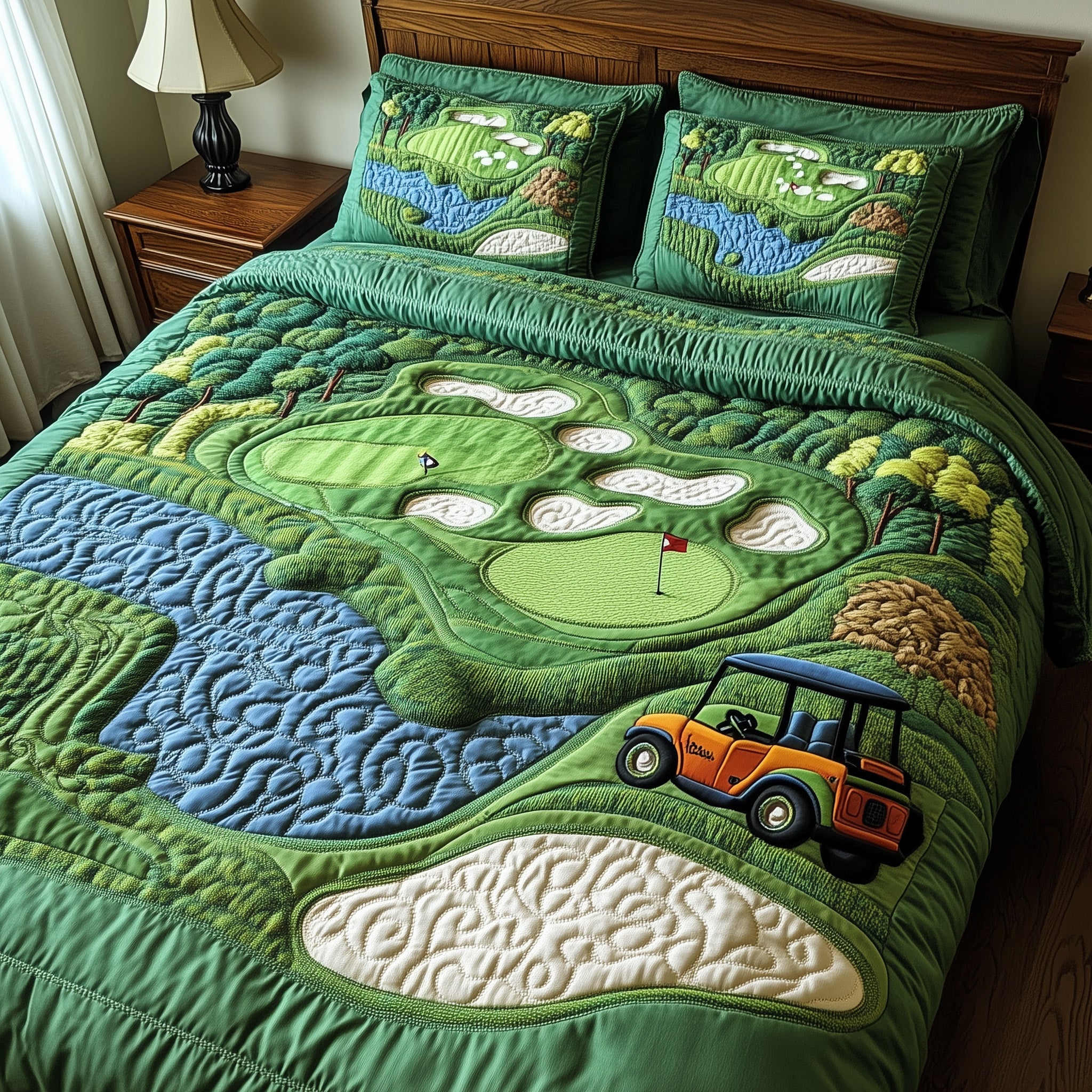 Golf Course Quilted Bedding Set Duvet Cover Merchandise Best Man Golf Gifts
