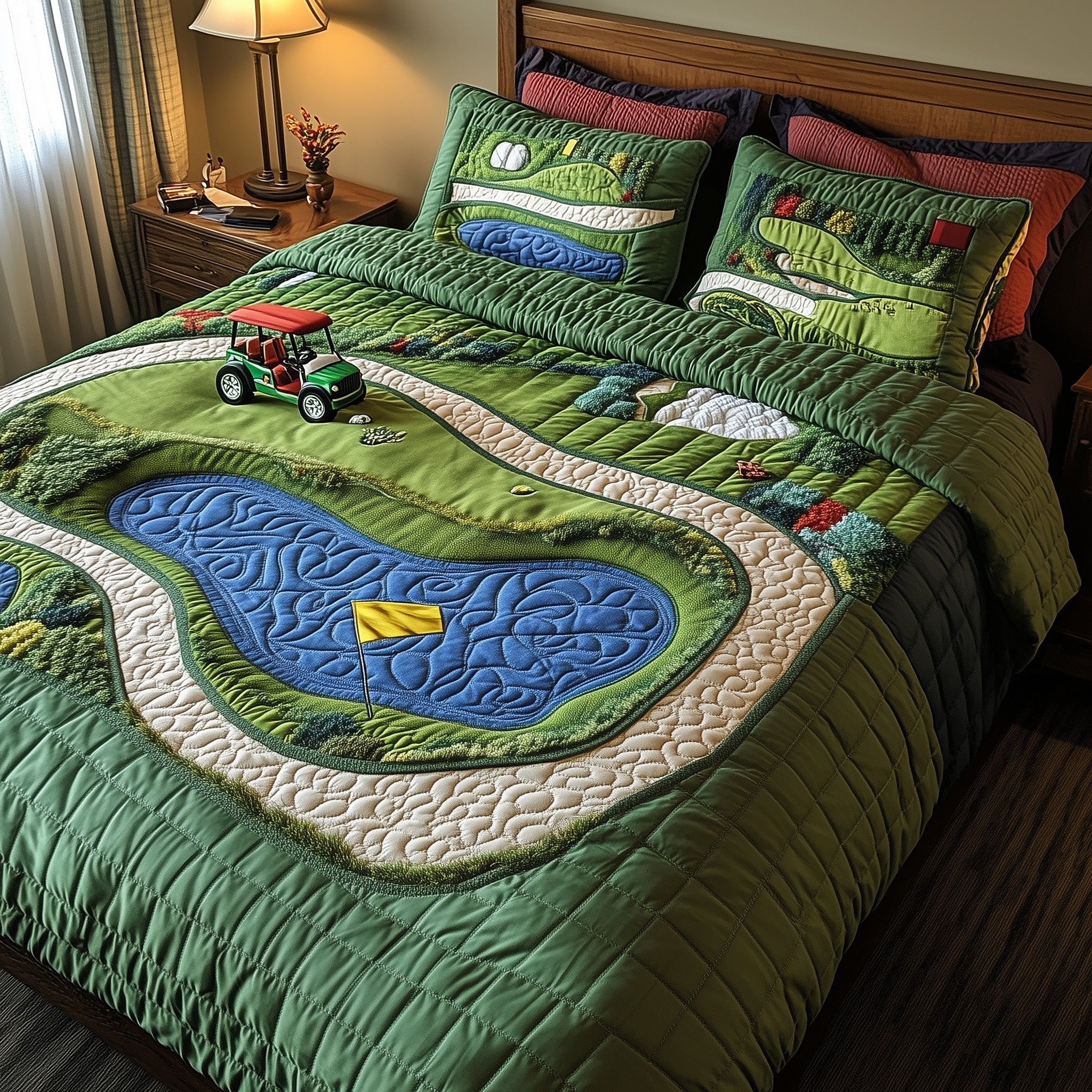 Golf Course Quilted Bedding Set Duvet Cover Merchandise Golf Humor Gifts