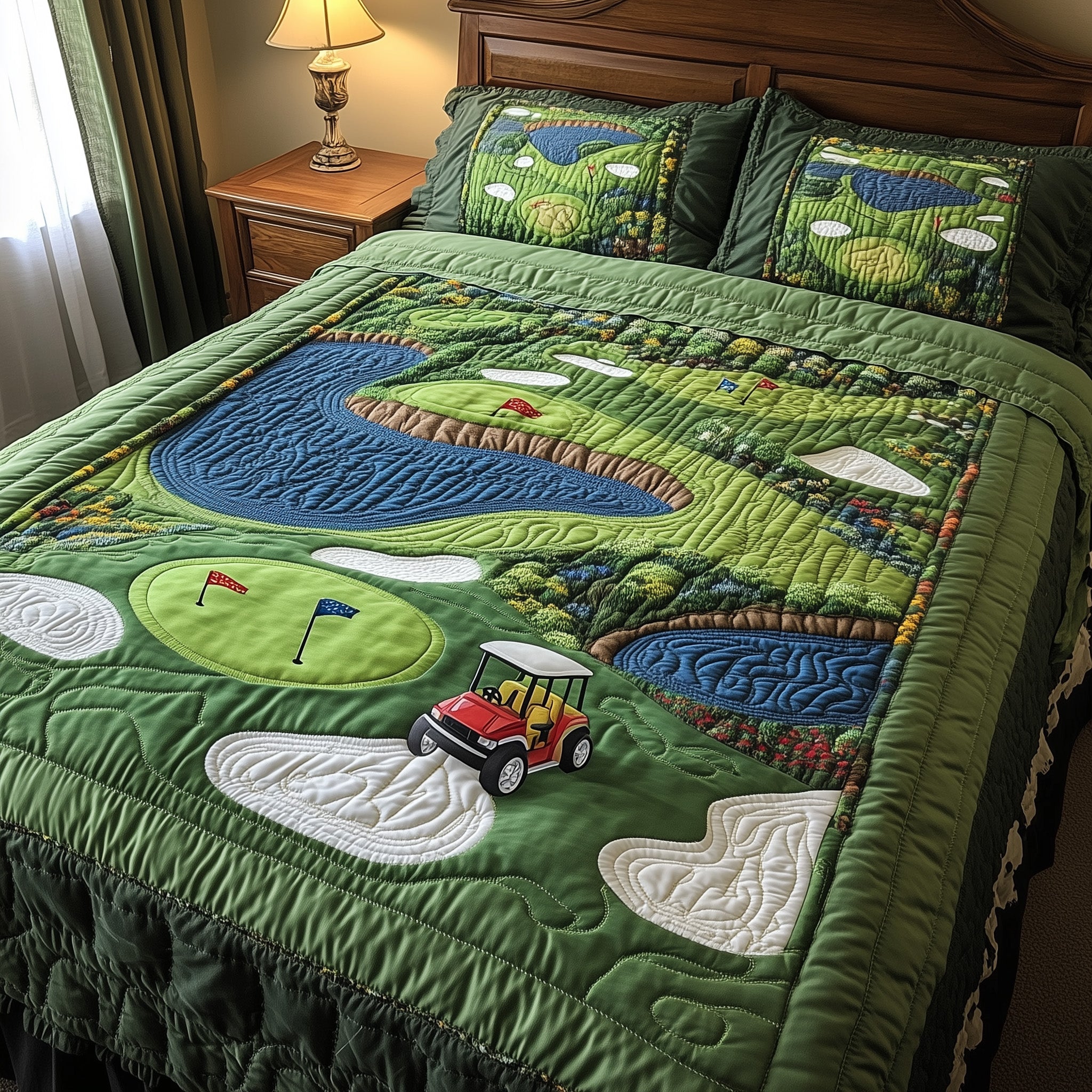 Golf Course Quilted Bedding Set Duvet Cover Merchandise Hilarious Golf Gifts