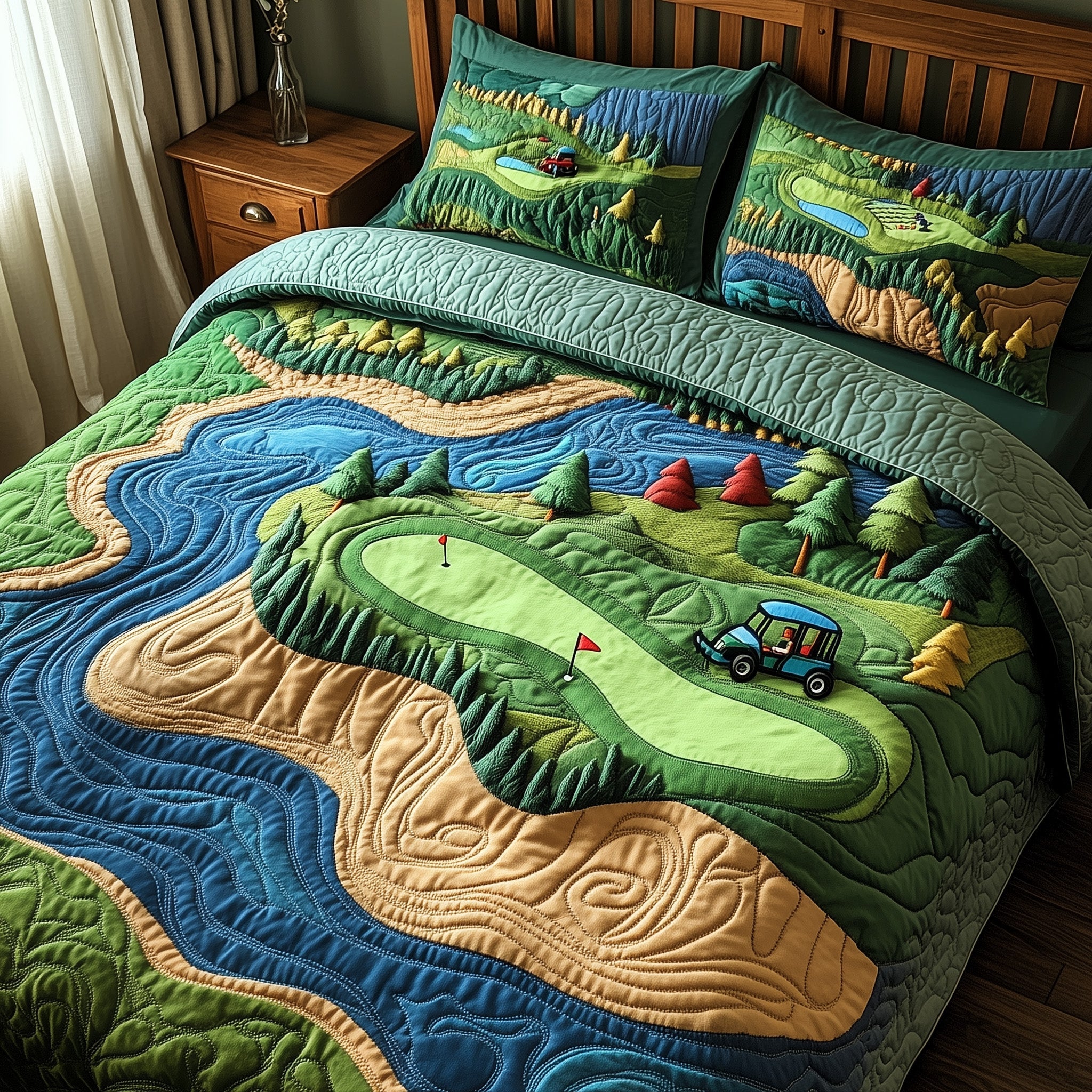 Golf Course Quilted Bedding Set Duvet Cover Merchandise Weird Golf Gifts