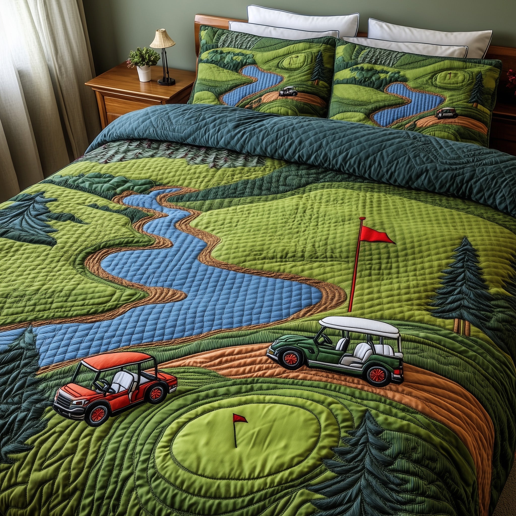 Golf Course Quilted Bedding Set Elegant Bedding
