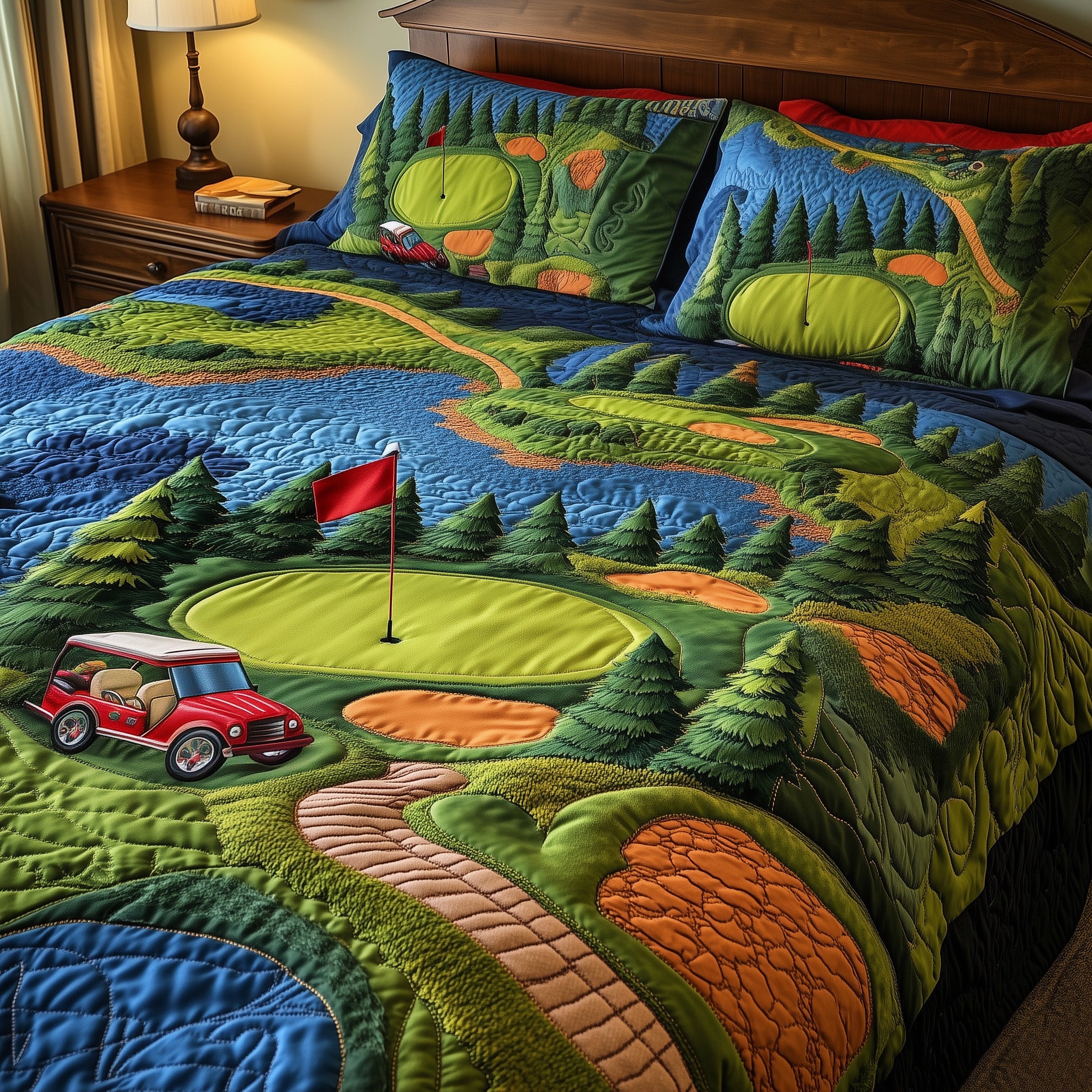 Golf Course Quilted Bedding Set For Kids