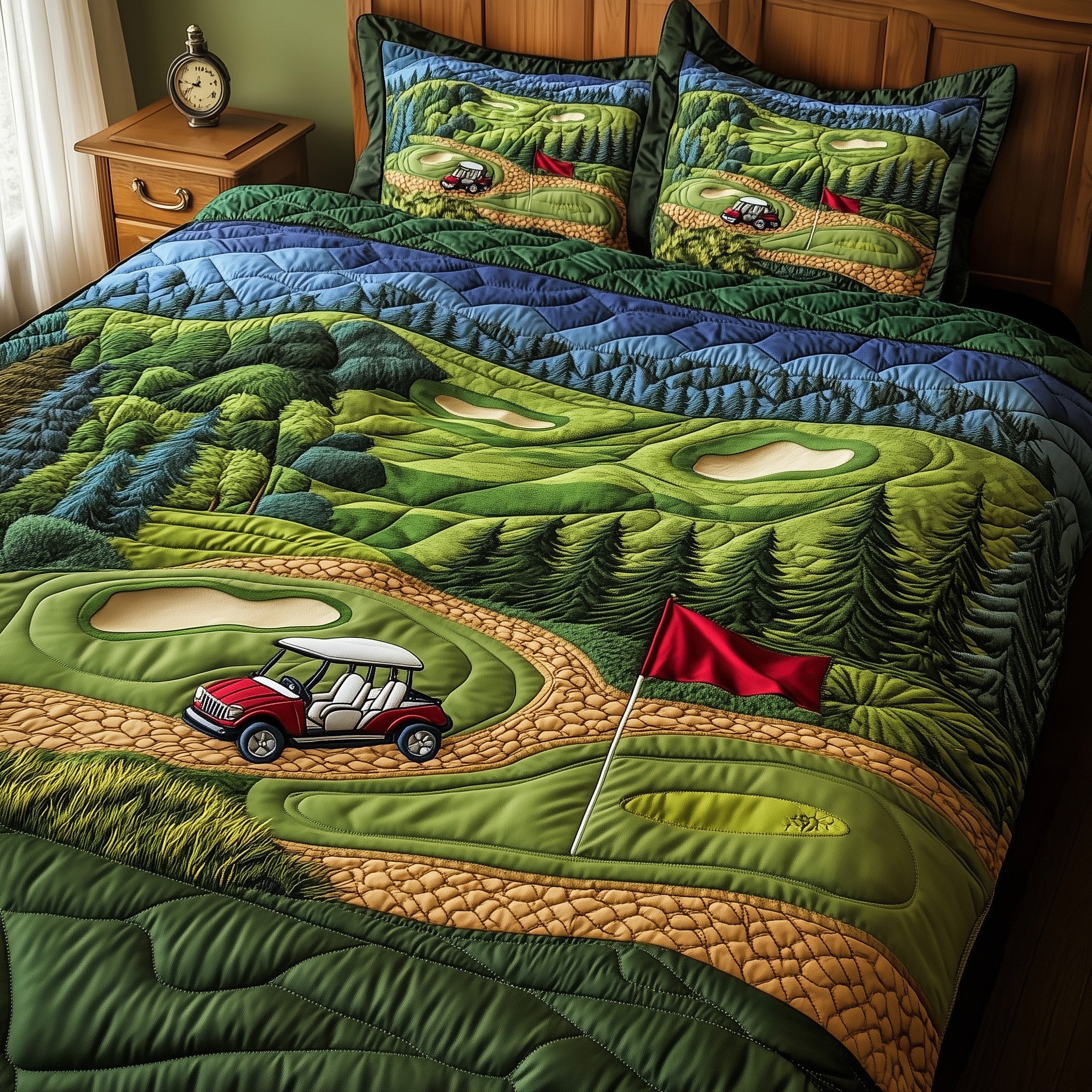Golf Course Quilted Bedding Set Stylish Home Decor