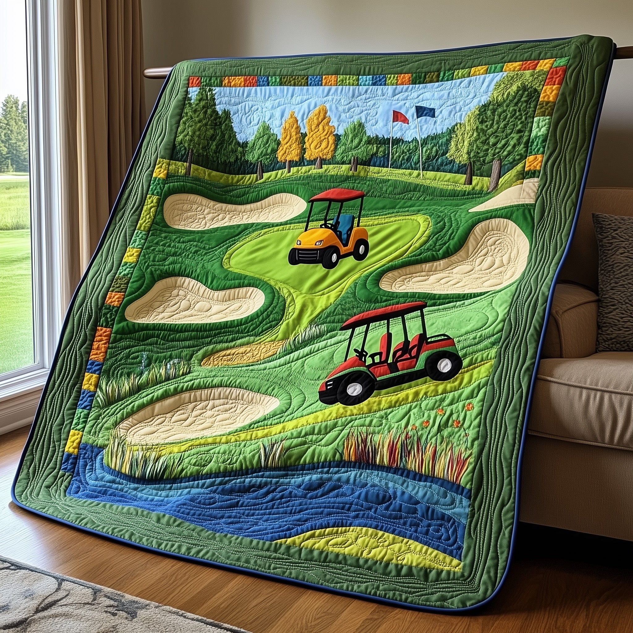 Golf Course Quilted Blanket Cozy Winter Quilted Blanket
