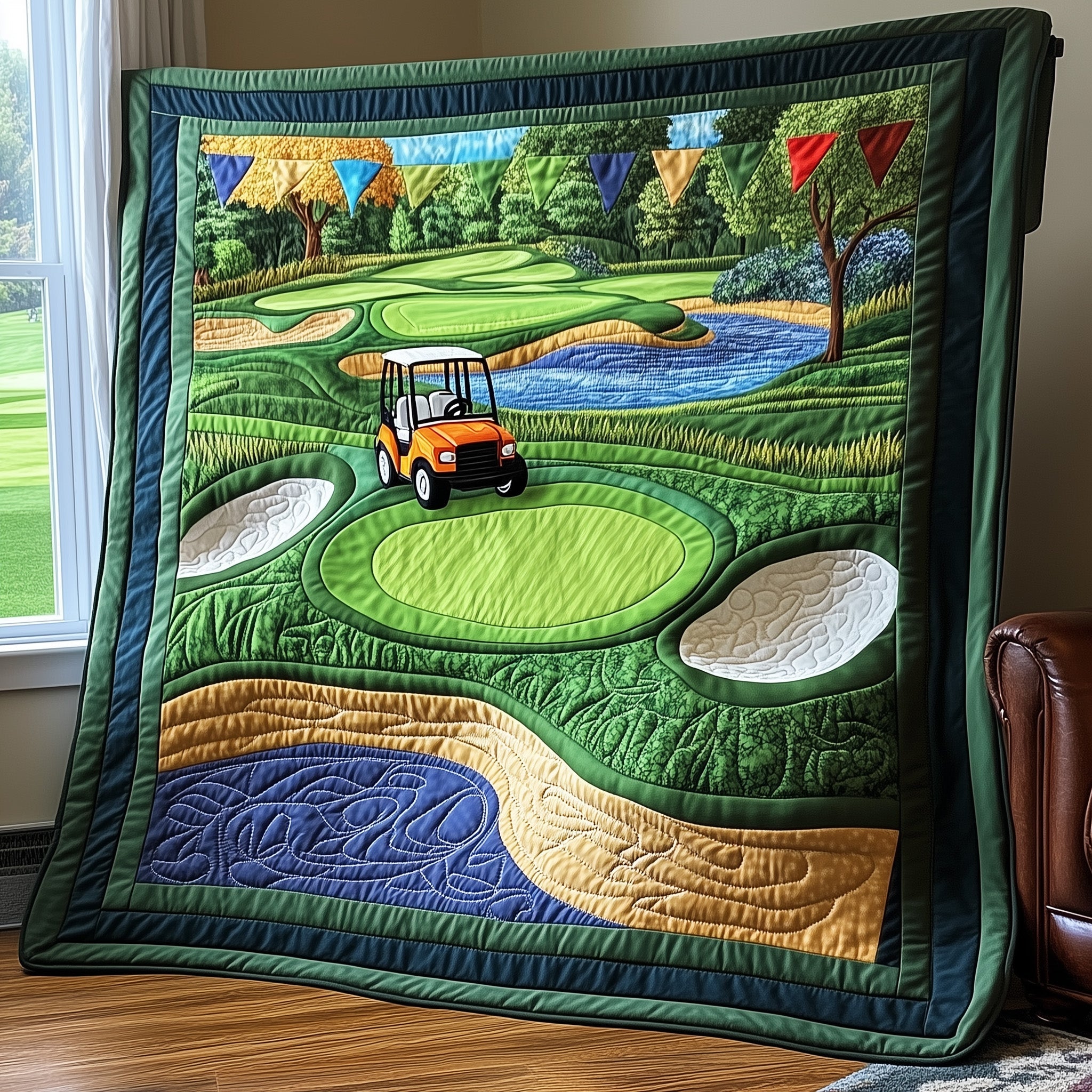 Golf Course Quilted Blanket Warm Winter Quilt Blanket for Home