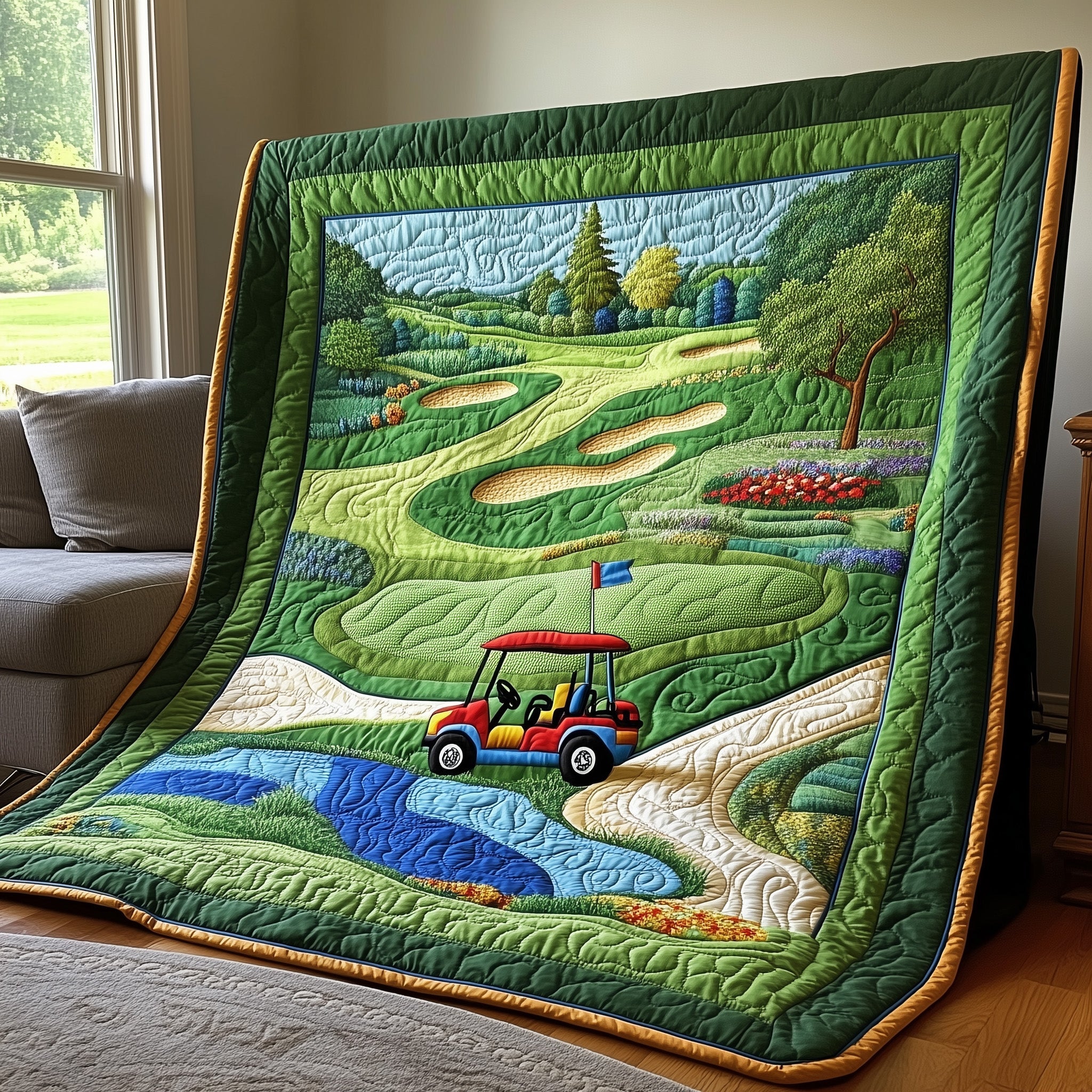 Golf Course Quilted Blanket Xmas Quilted Blanket Gift for Family