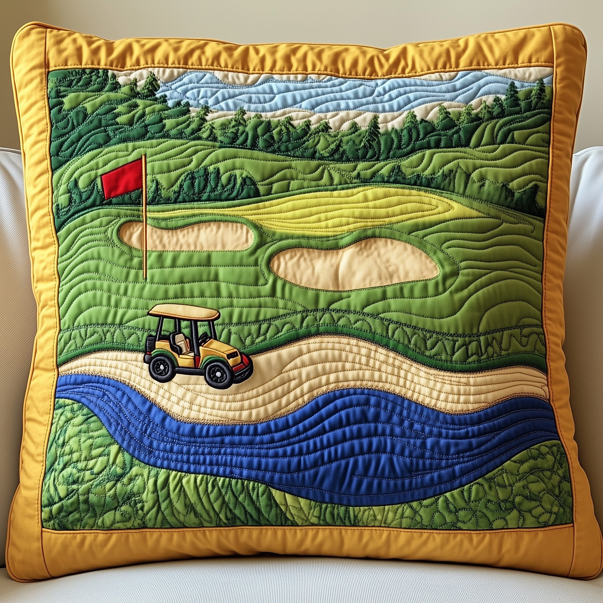 Golf Course Quilted Pillow Case Decorative Pillow Cover MerchCool Golf Gifts For Guys