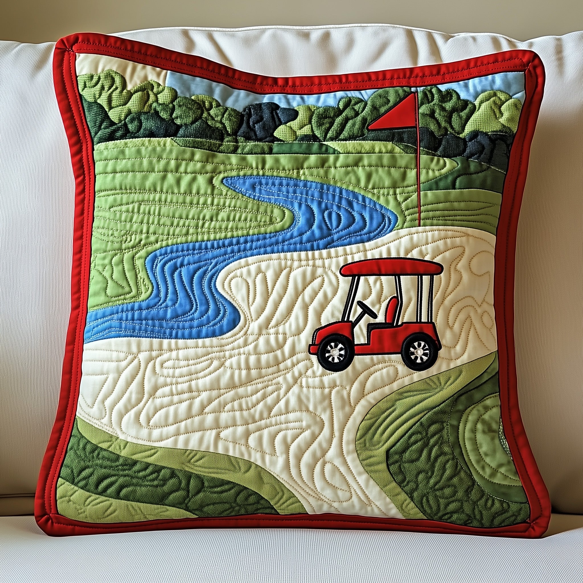Golf Course Quilted Pillow Case Decorative Pillow Cover MerchGifts For Beginner Golfers