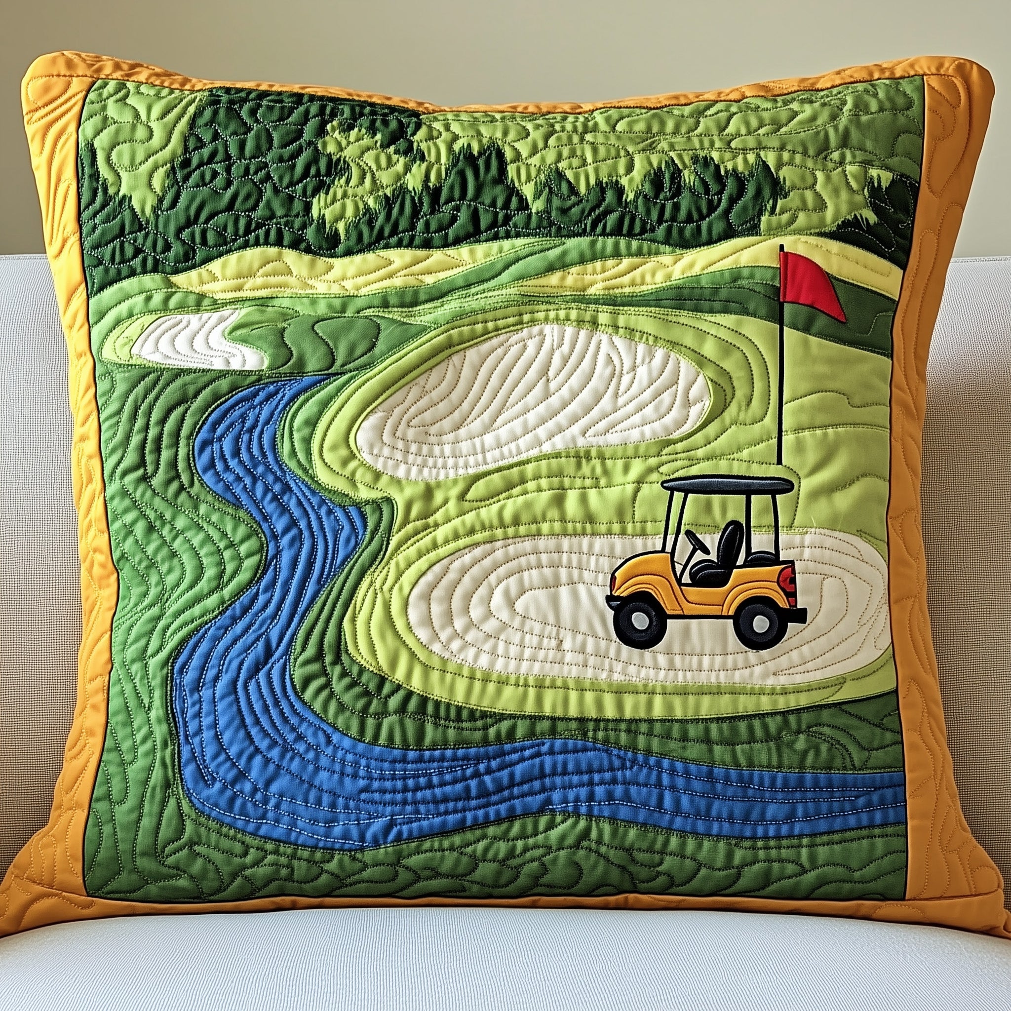 Golf Course Quilted Pillow Case Decorative Pillow Cover MerchLadies Golf Gift Ideas
