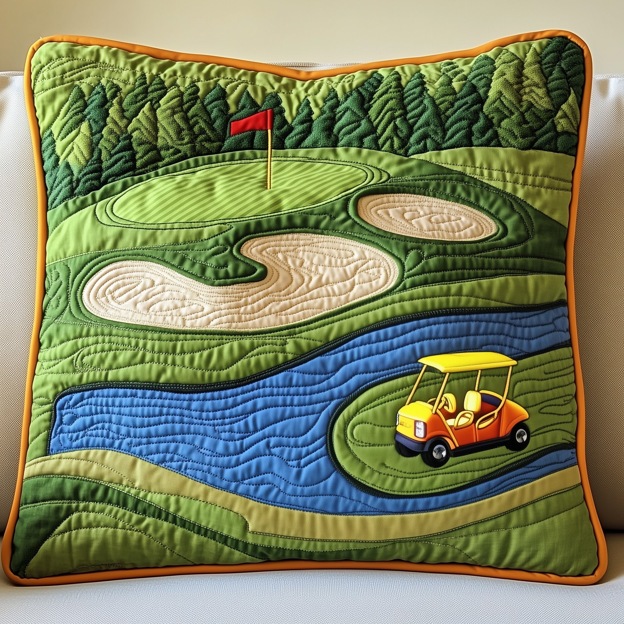 Golf Course Quilted Pillow Case Decorative Pillow Cover MerchNovelty Golf Gifts Christmas