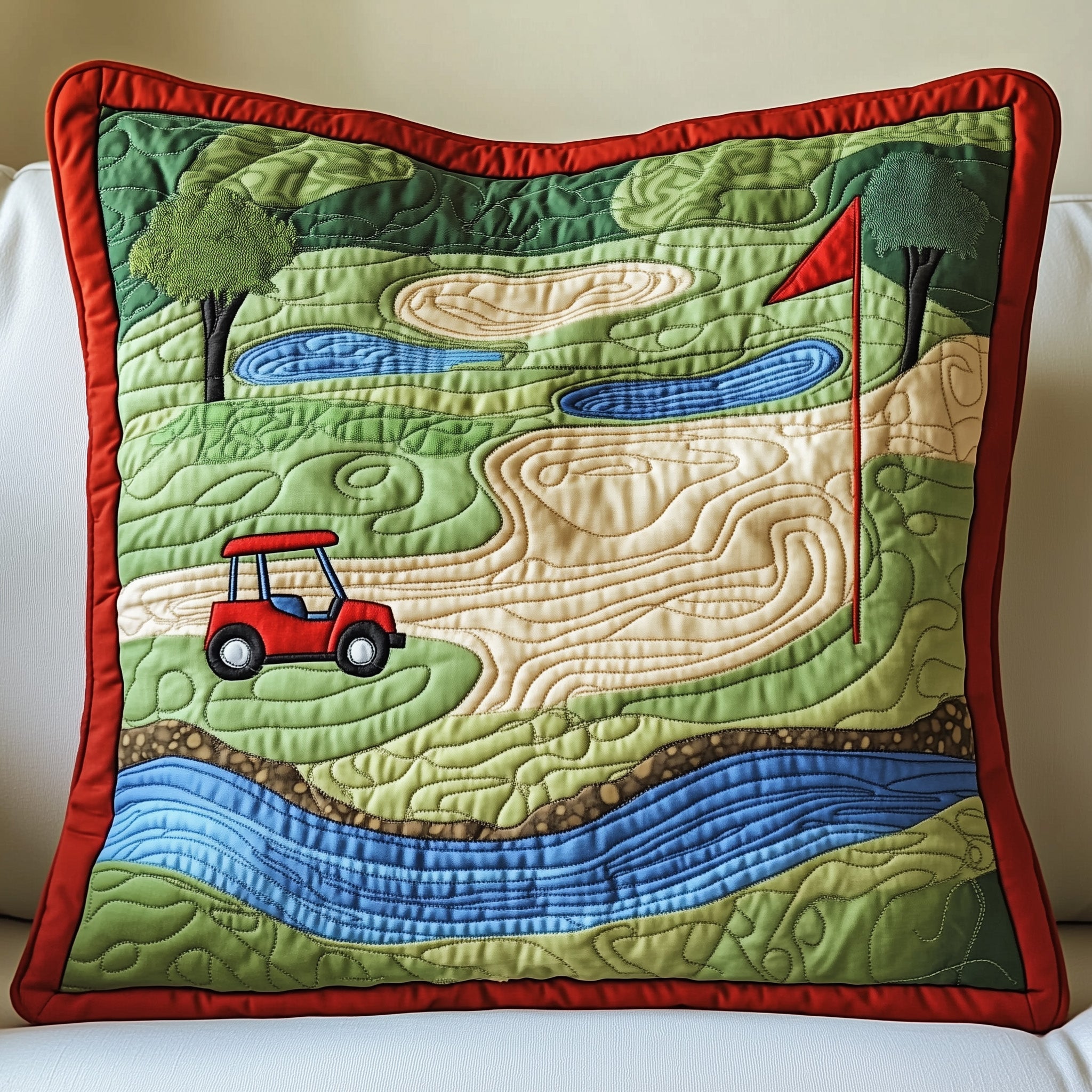 Golf Course Quilted Pillow Case Decorative Pillow Cover MerchUnique Golf Gifts For Him