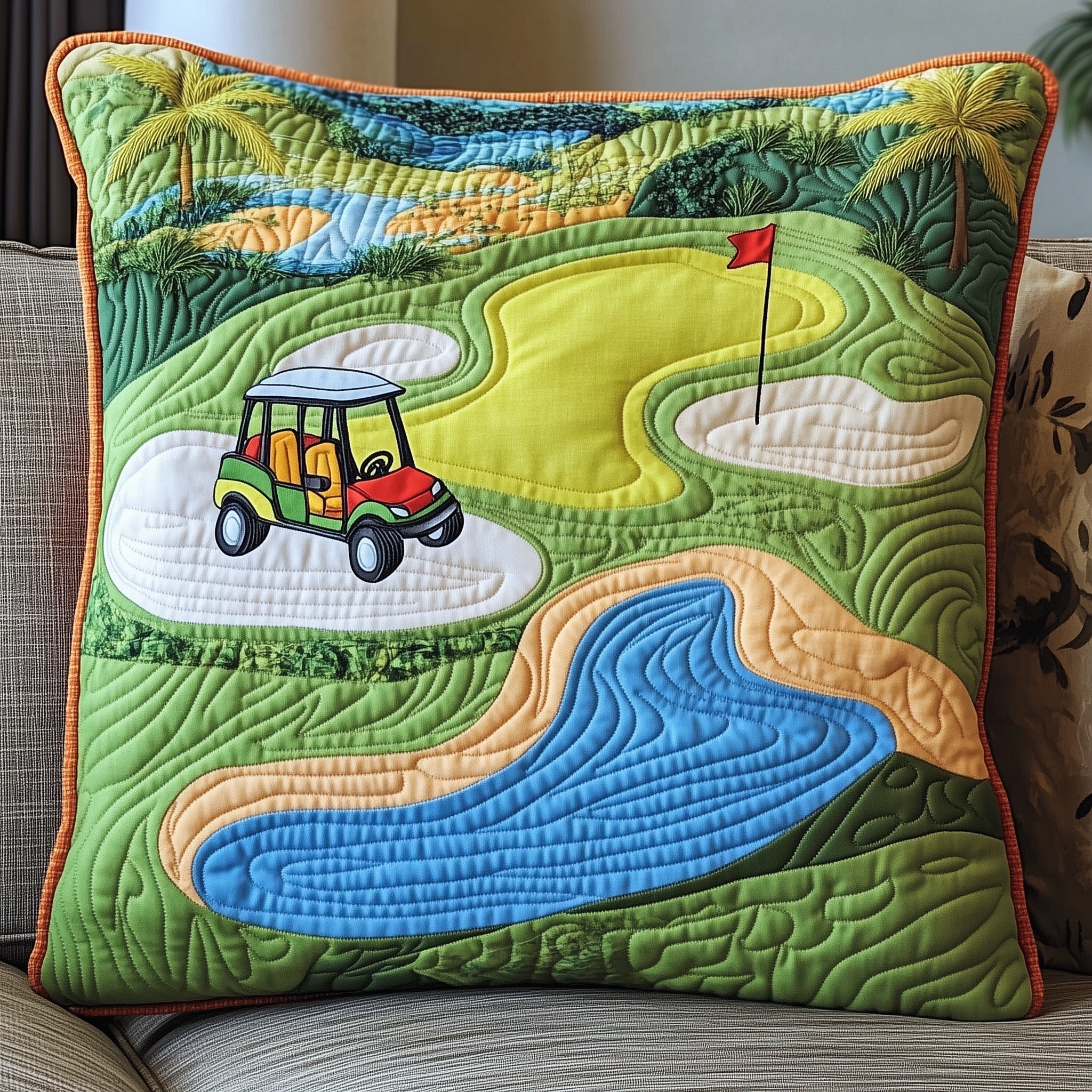 Golf Course Quilted Pillow Case Gift For Girlfriend(1)