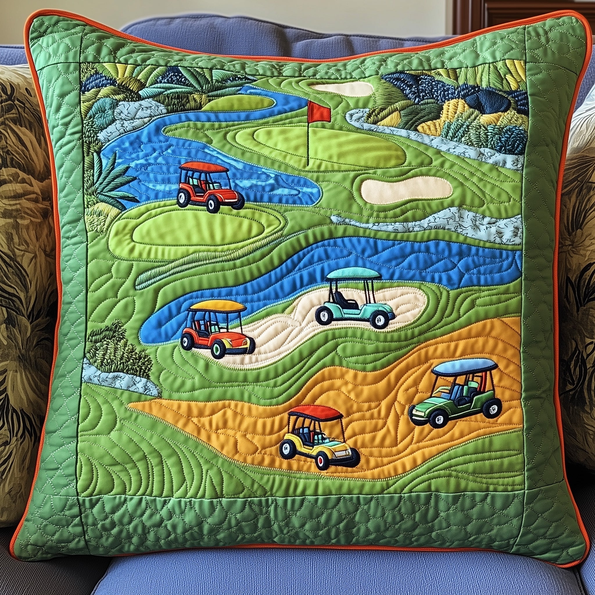 Golf Course Quilted Pillow Case Gift For Kids