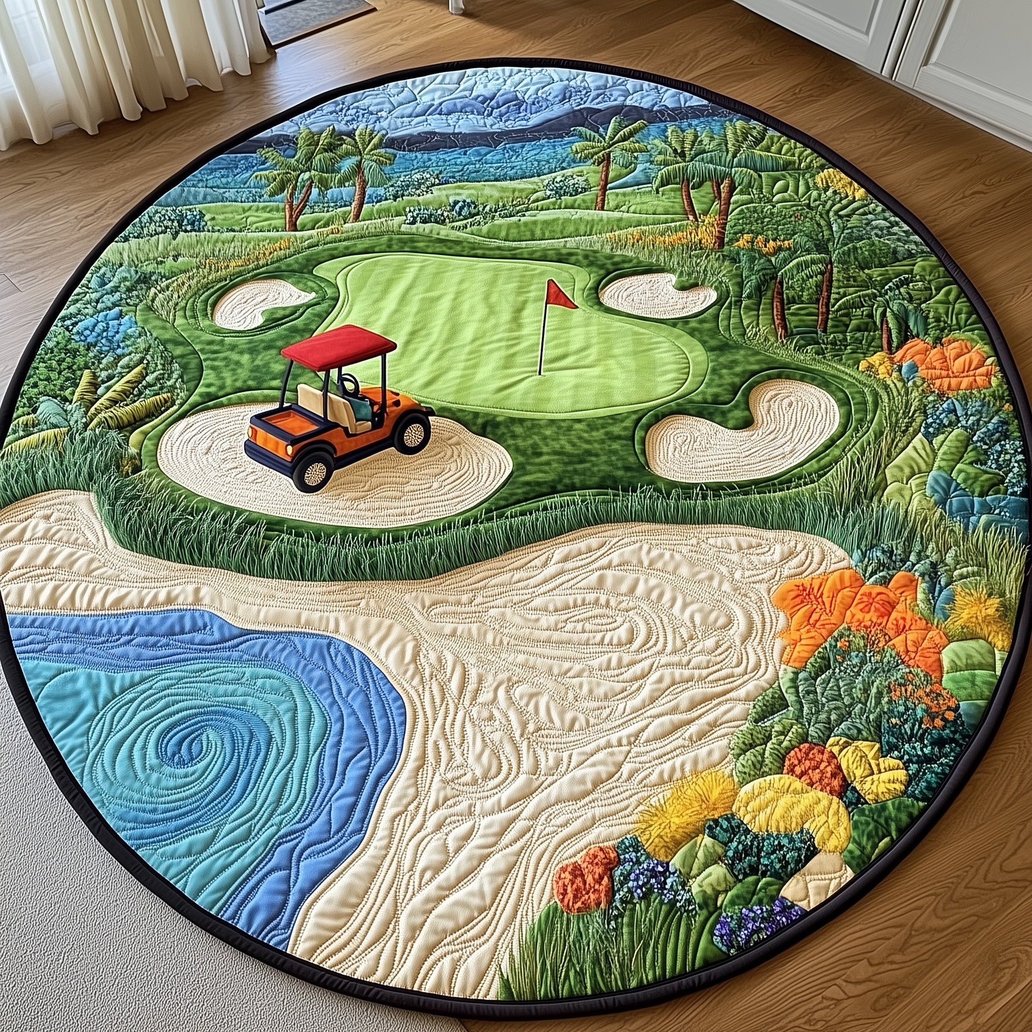 Golf Course Quilted Round Mat Gftotp8162 Gift For Dad