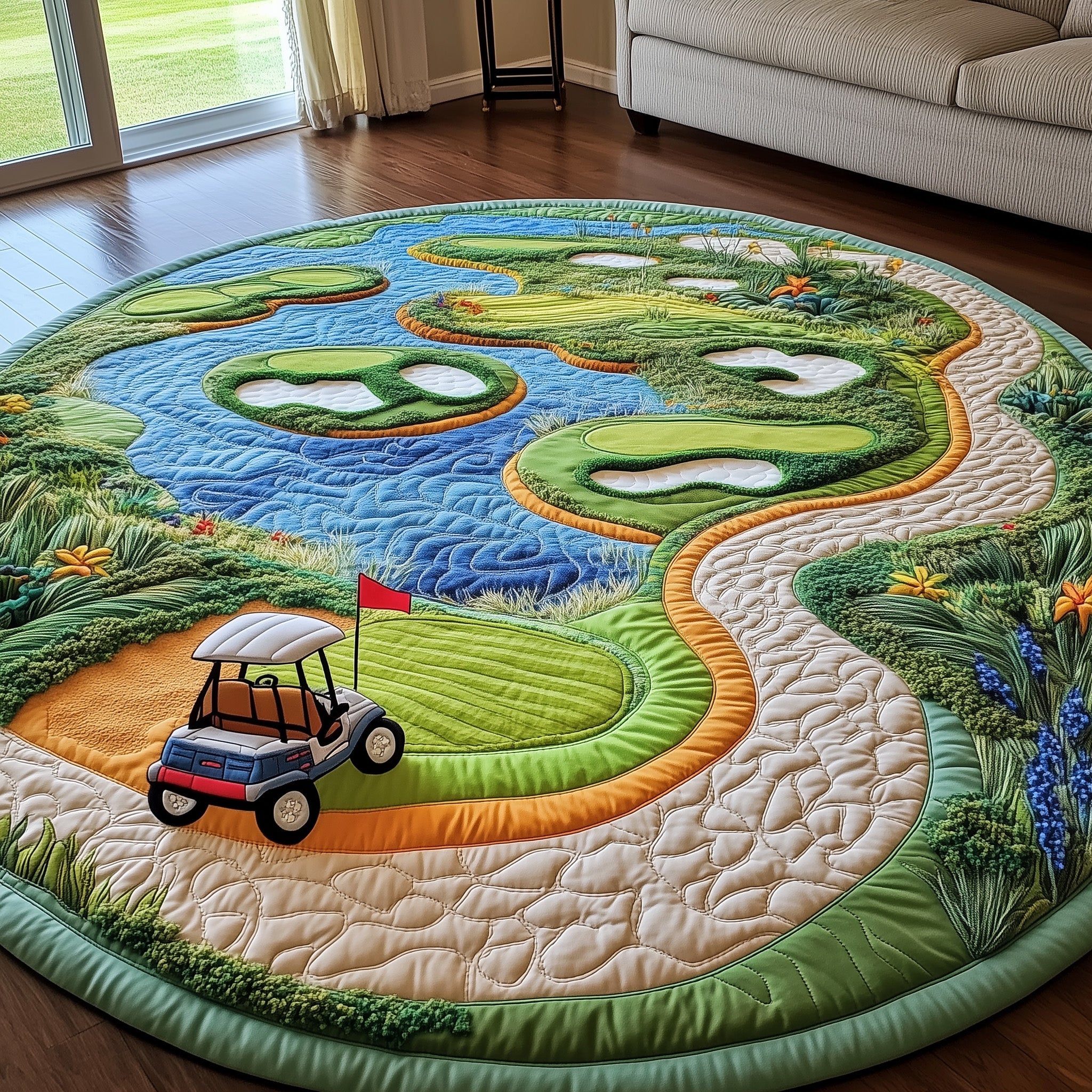 Golf Course Quilted Round Mat Gftotp8163 Gift For Her