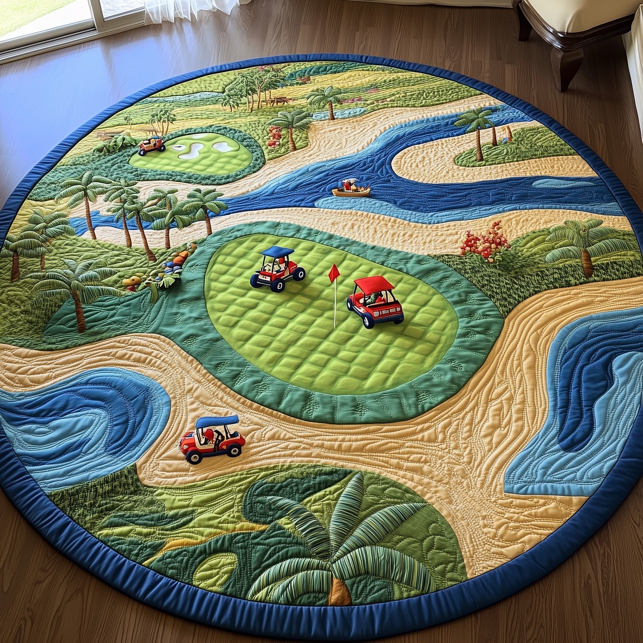 Golf Course Quilted Round Mat Gftotp8166 Gift For Him