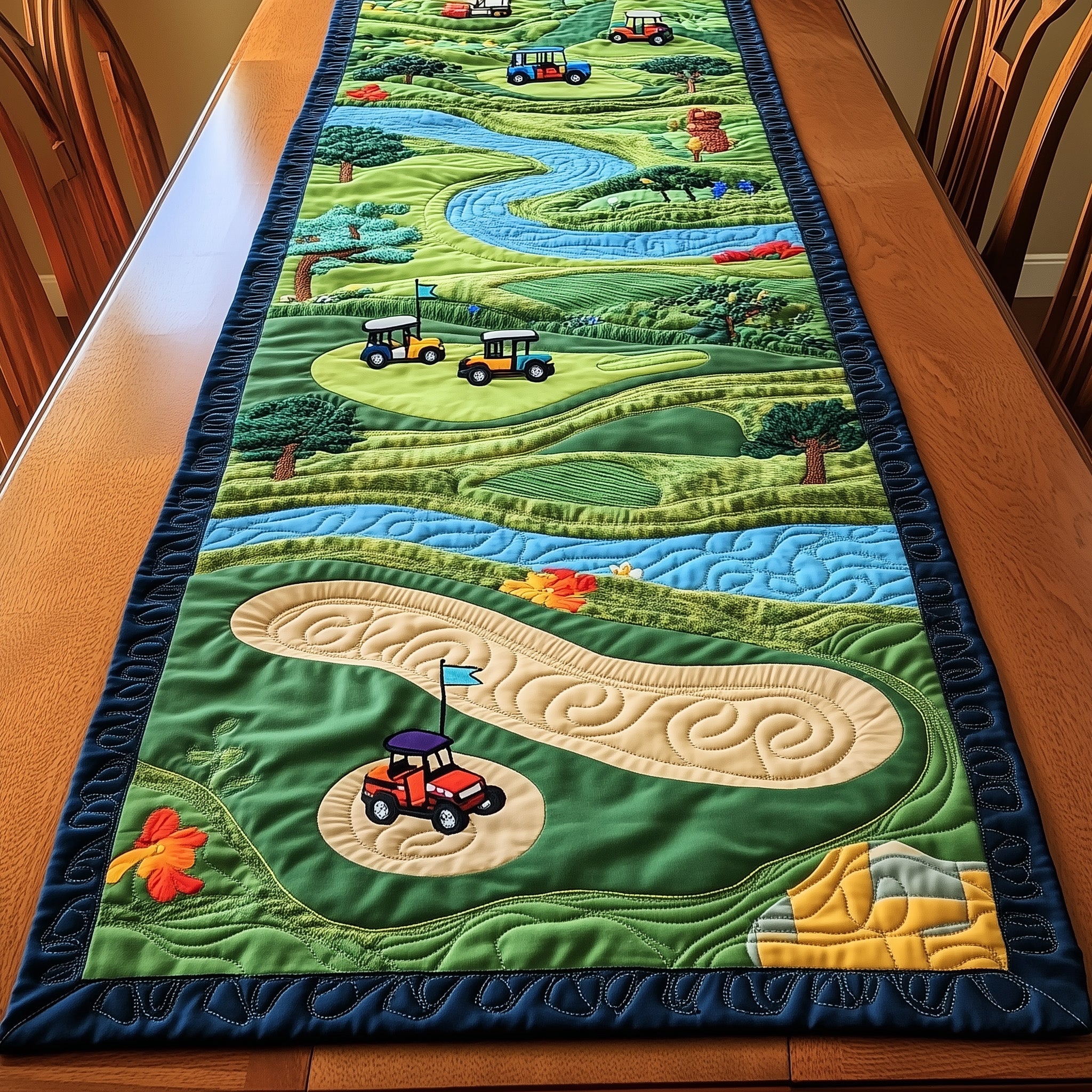 Golf Course Quilted Table Runner Christmas Table Runner Gift Idea