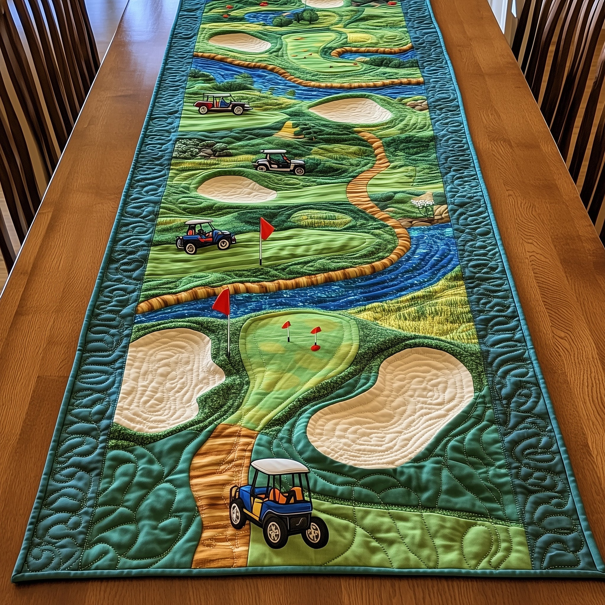 Golf Course Quilted Table Runner Special Occasion Table Runner Gift