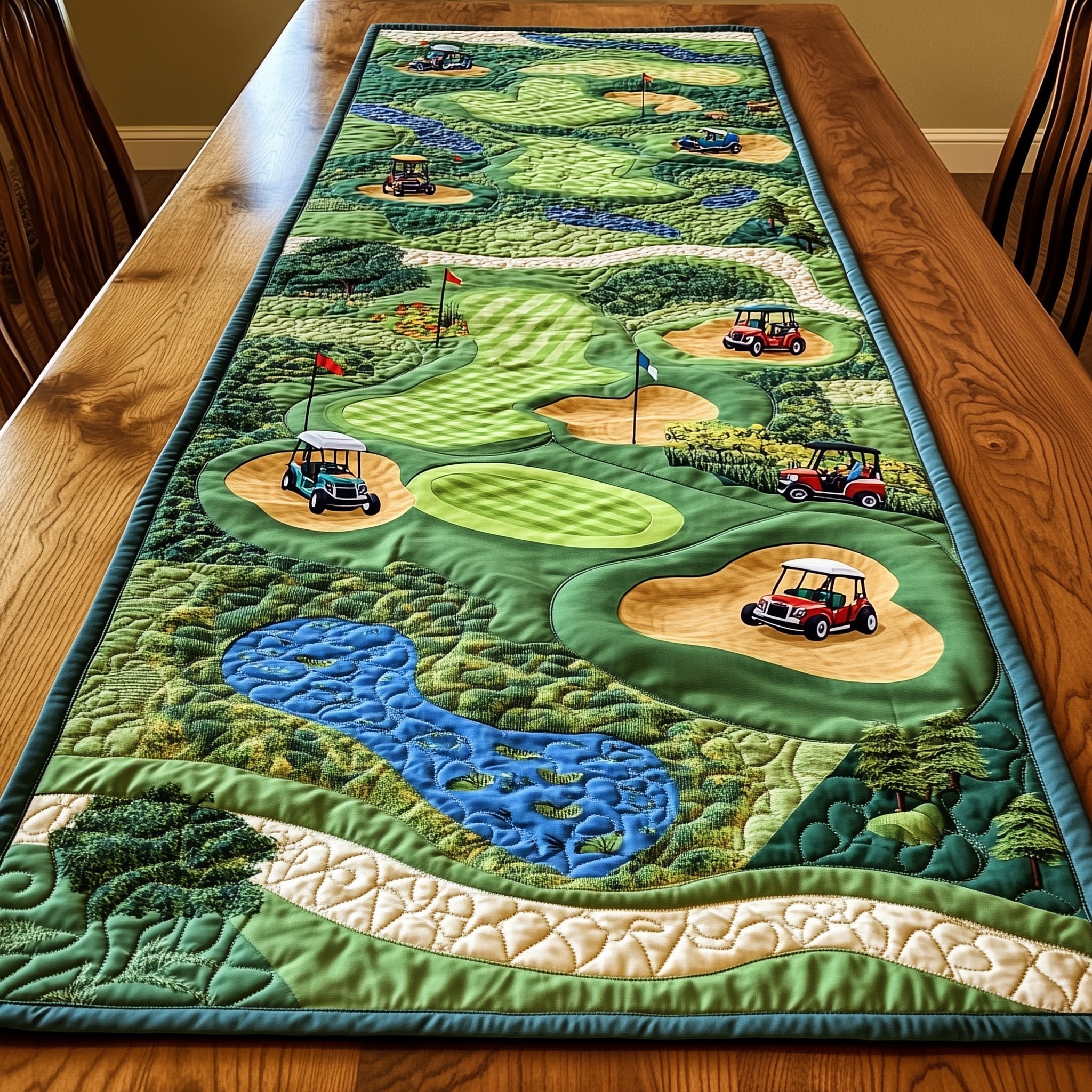 Golf Course Quilted Table Runner Table Runner for Holiday Gatherings