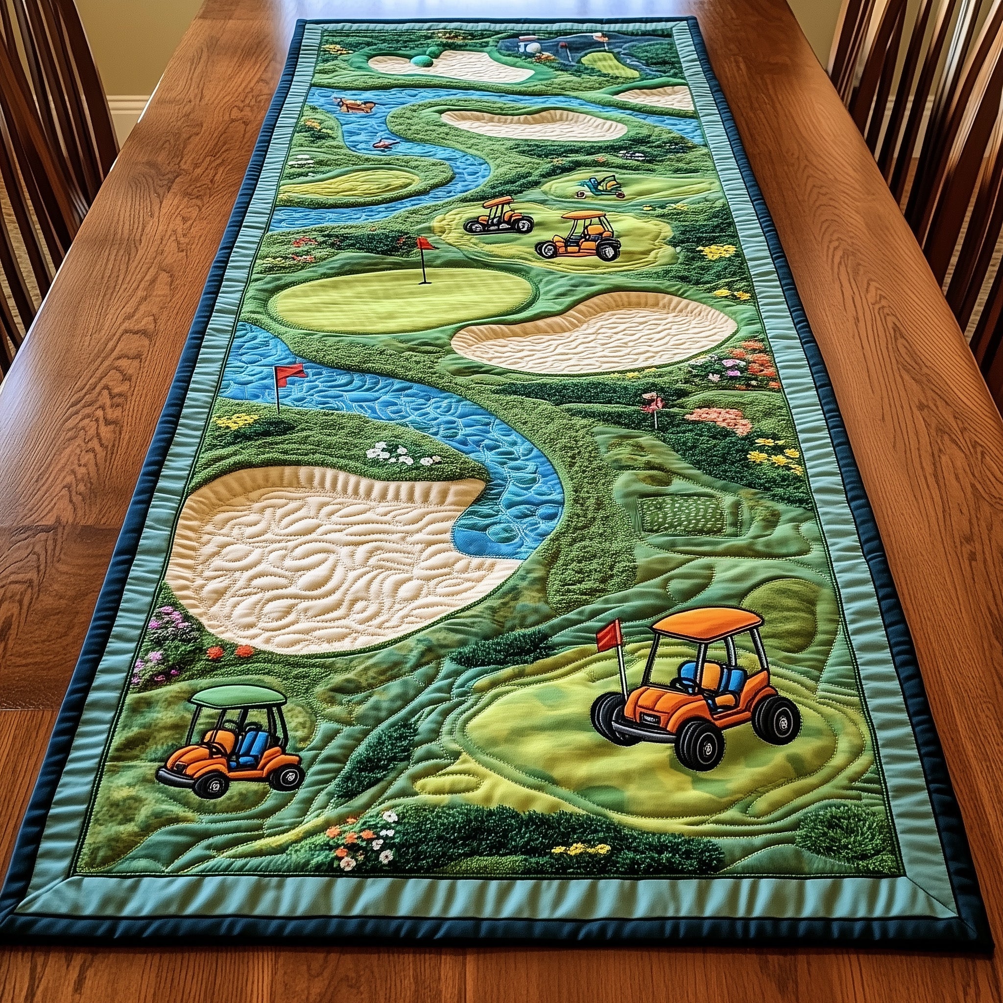 Golf Course Quilted Table Runner Table Runner Gift for Holiday Season