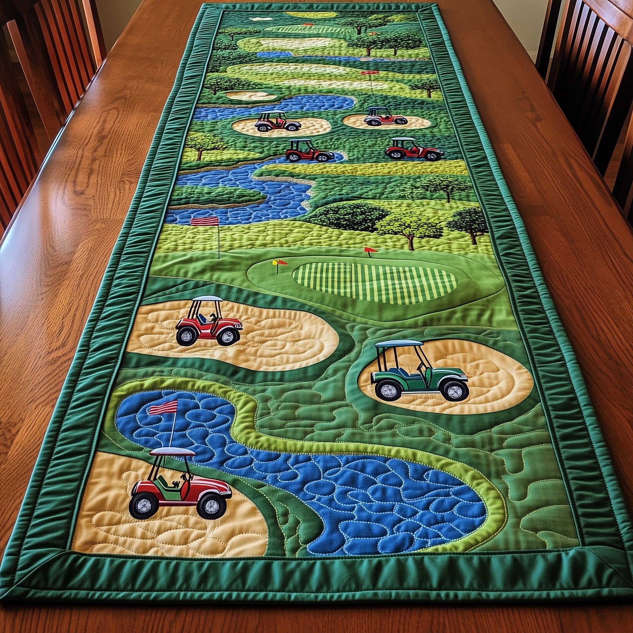 Golf Course Quilted Table Runner Winter Holiday Table Runner Decor